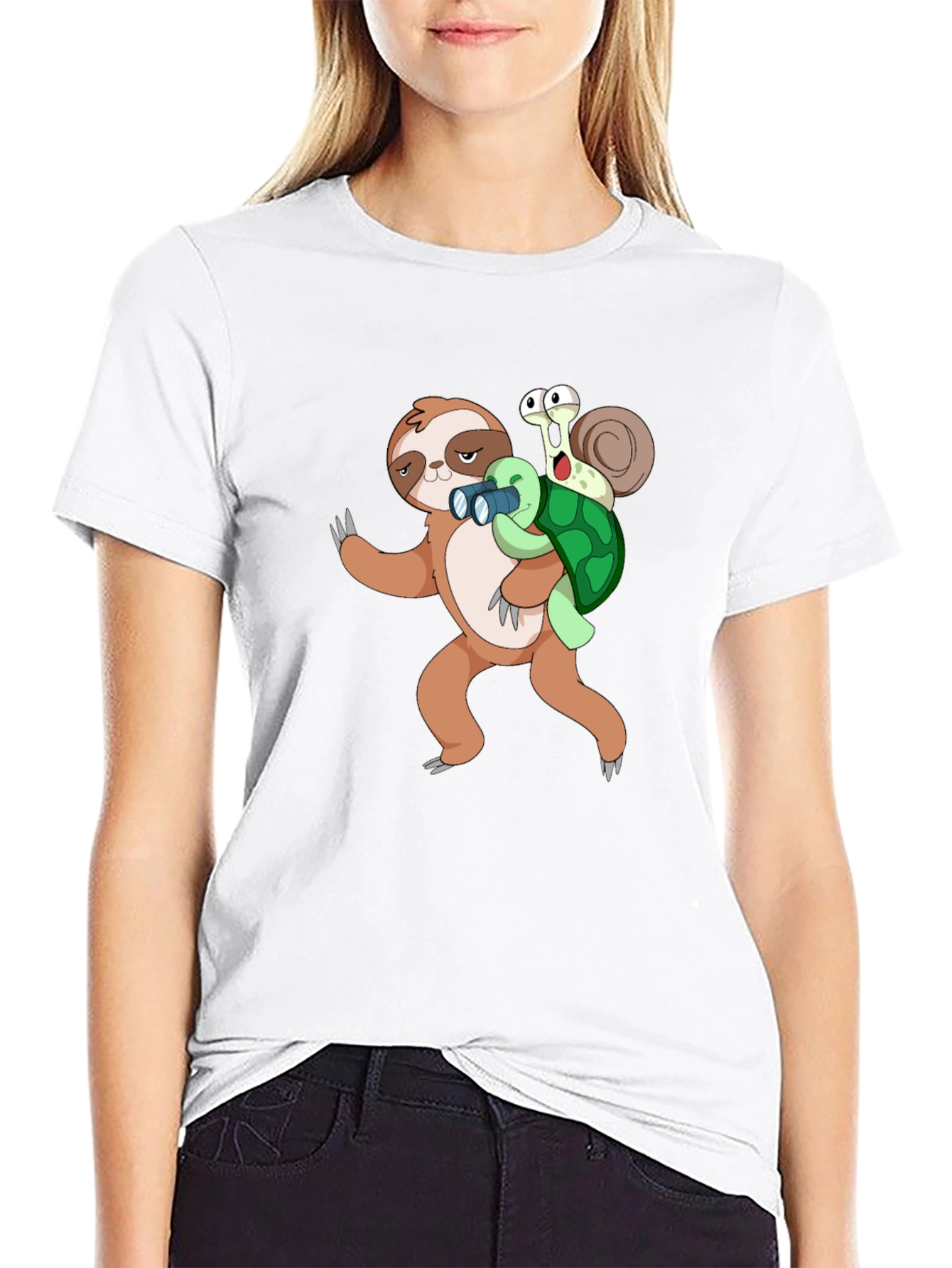 Funny Sloth Snail & Turtle Graphic T-Shirt