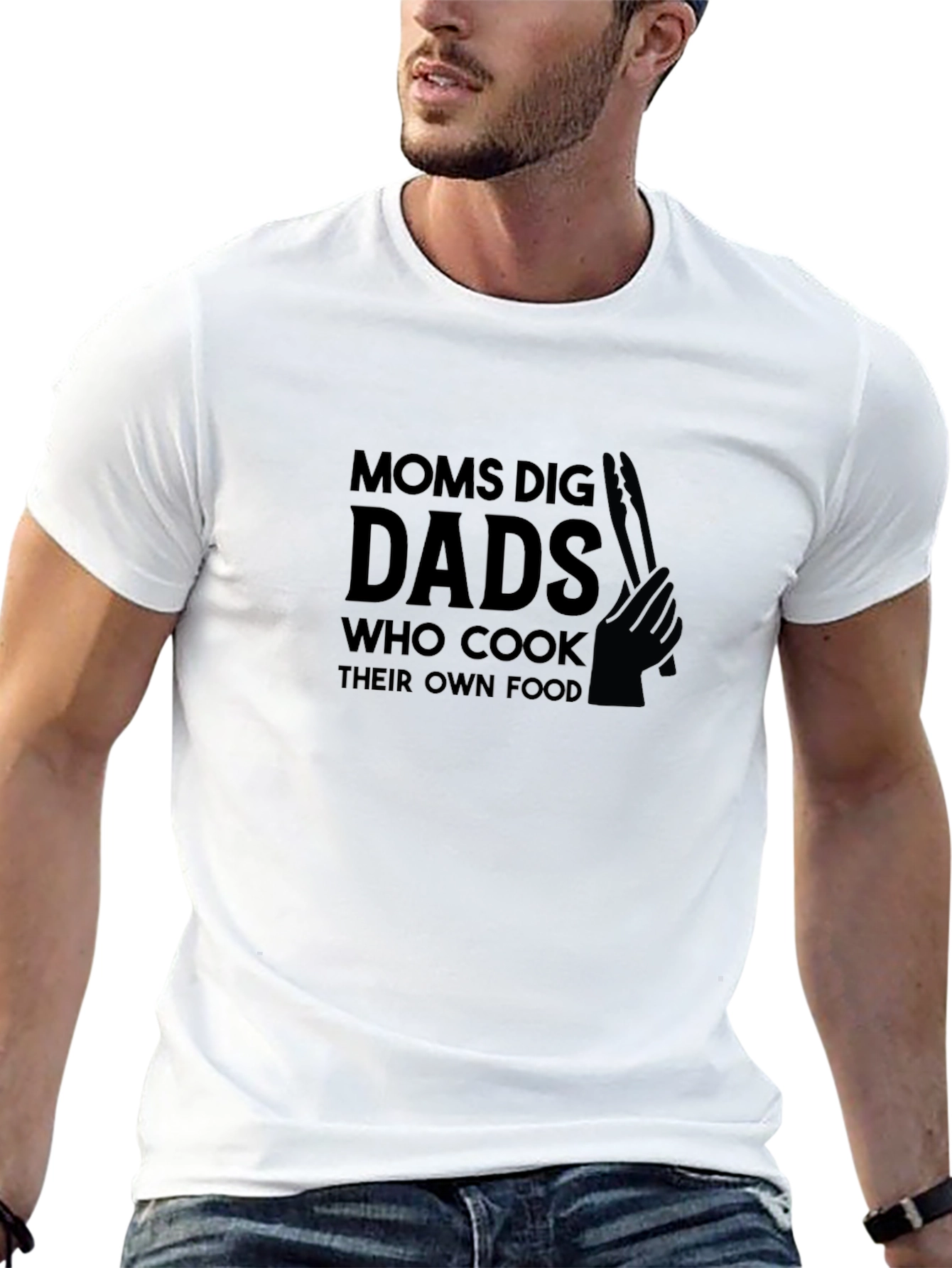 Moms Dig Dads Who Cook Black Graphic T-Shirt