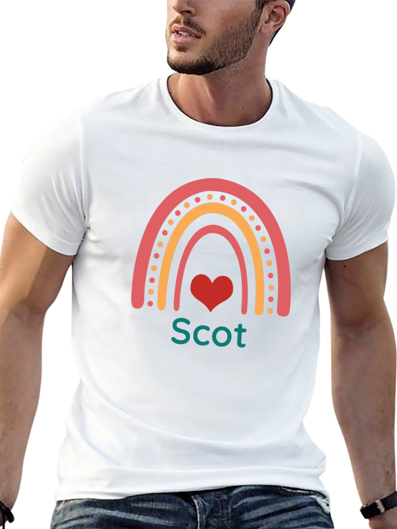 Scot Rainbow Heart Tee - Personalized Black T-Shirt