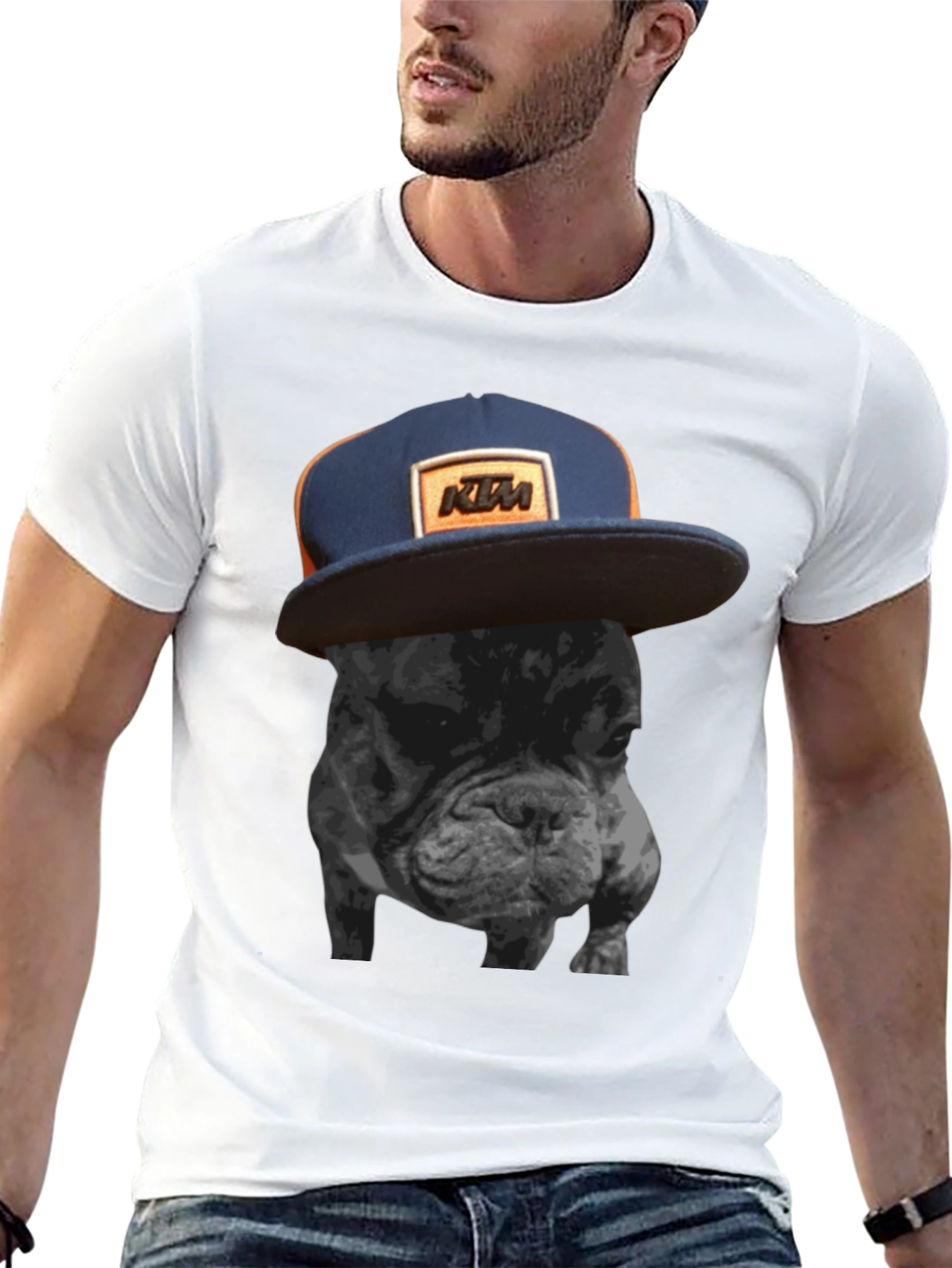 Cool Dog in KTM Hat Graphic Tee