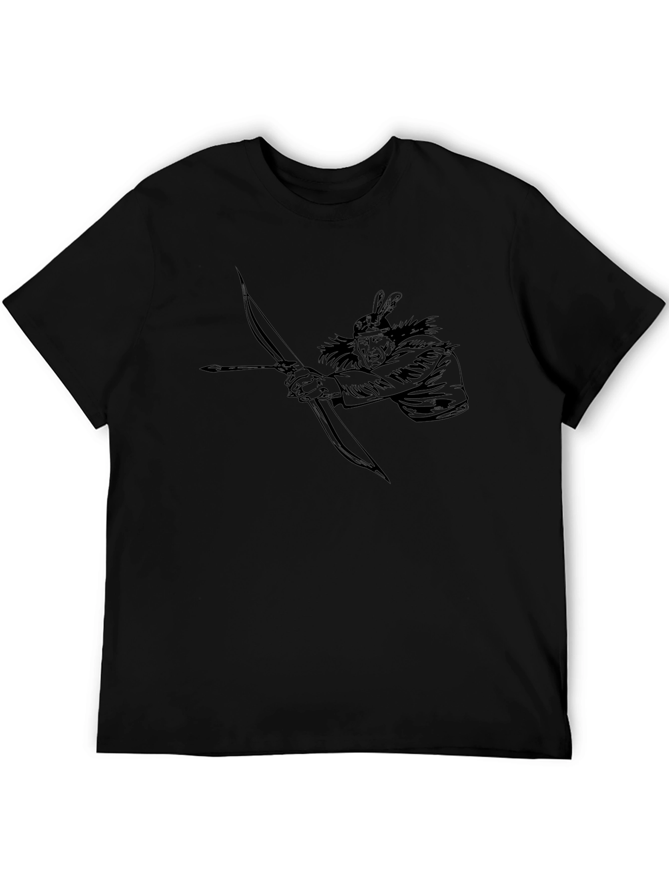 Native American Archer Graphic Tee - Black Cotton Blend