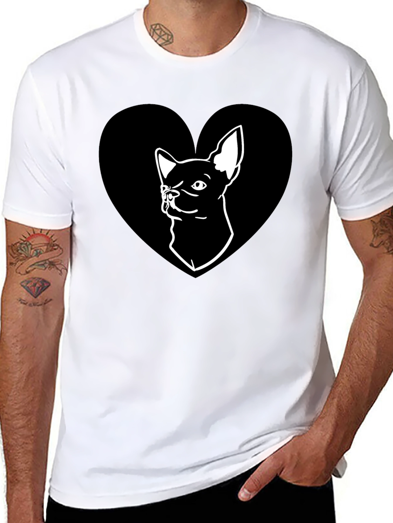 Chihuahua Heart Graphic Tee - Cute Dog Lover Shirt