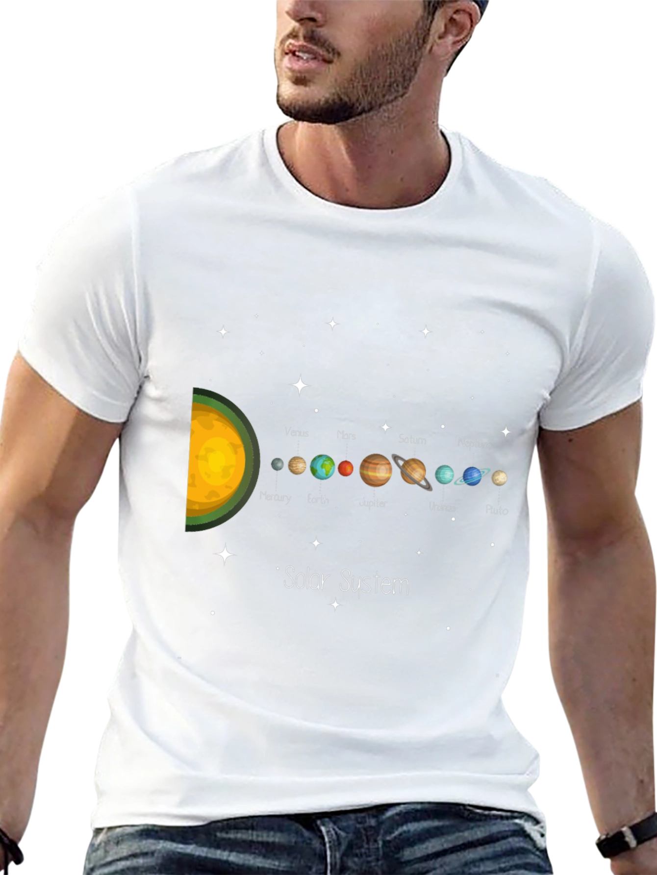 Solar System Planets Graphic Black T-Shirt