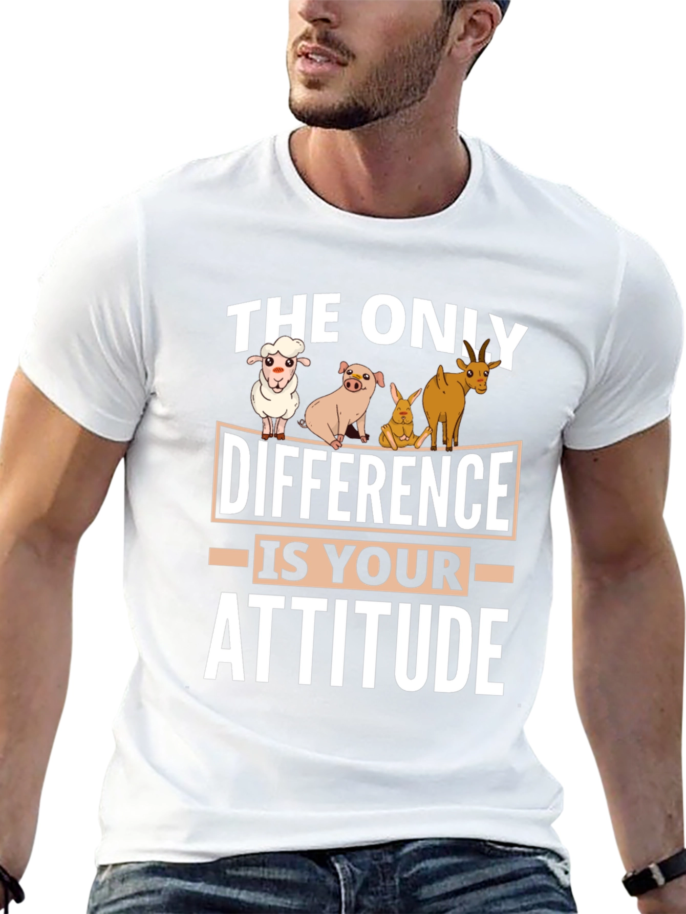 Attitude Vegan T-Shirt - Cute Animal Cartoon Tee