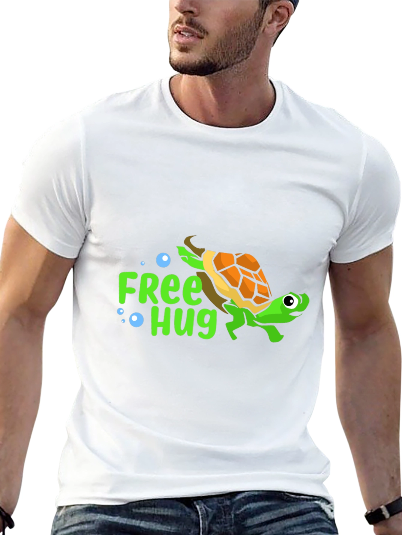 Free Hug Turtle T-Shirt - Cartoon Design