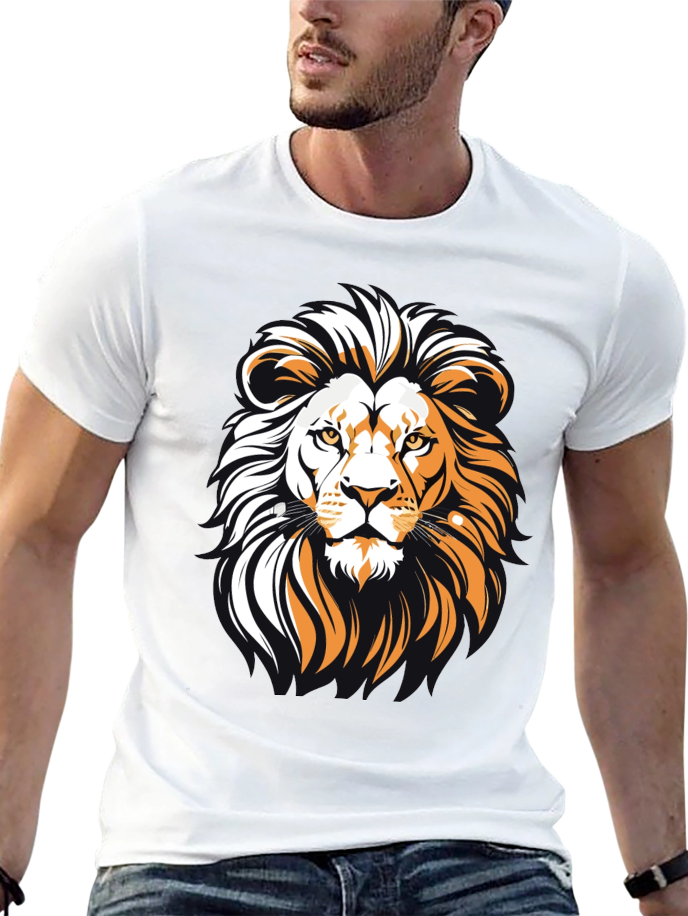 Lion Graphic Print Black T-Shirt