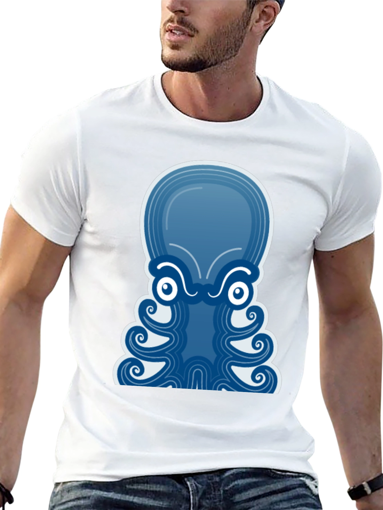 Blue Octopus Graphic Tee - Mens Black T-Shirt