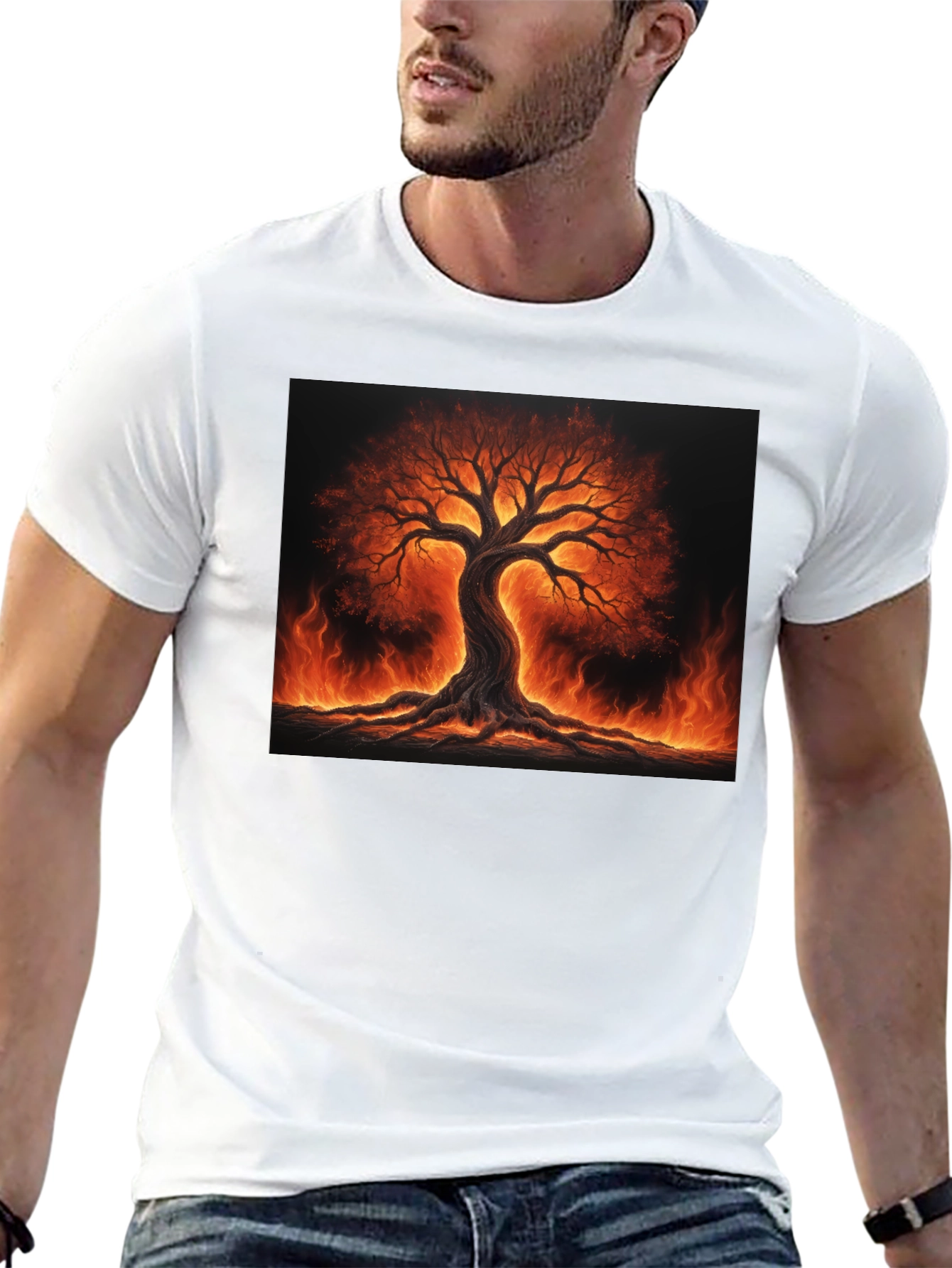 Fiery Tree of Life Black T-Shirt