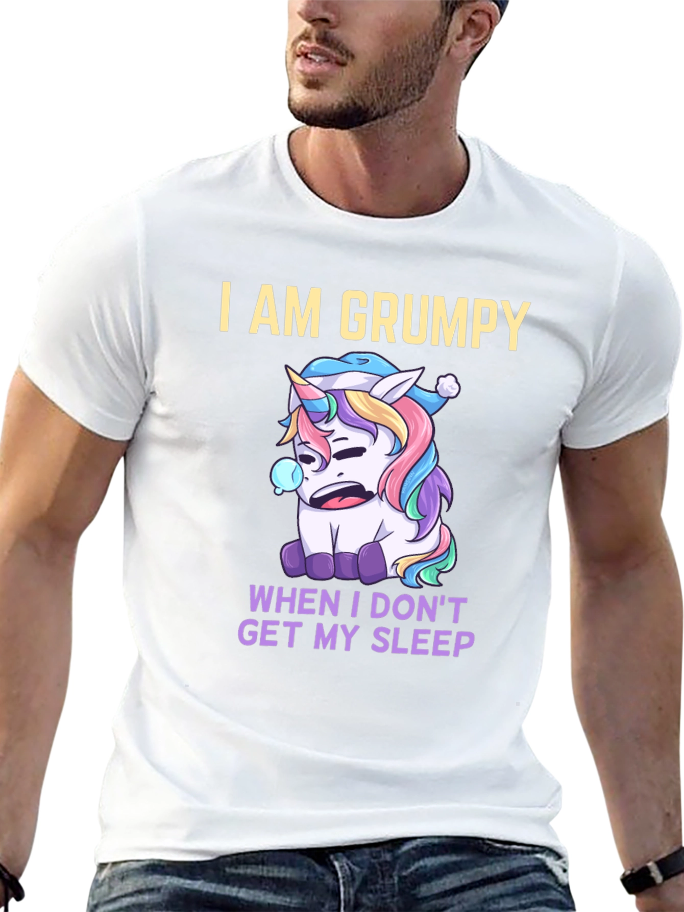 Grumpy Unicorn Sleepy Humor Tee