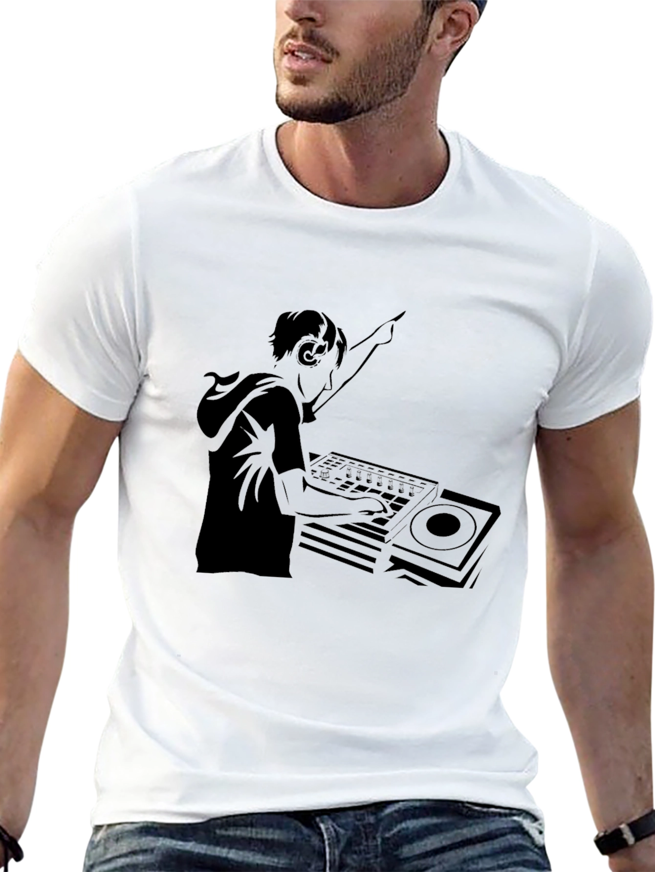 DJ Graphic Tee - Black Cotton Comfort