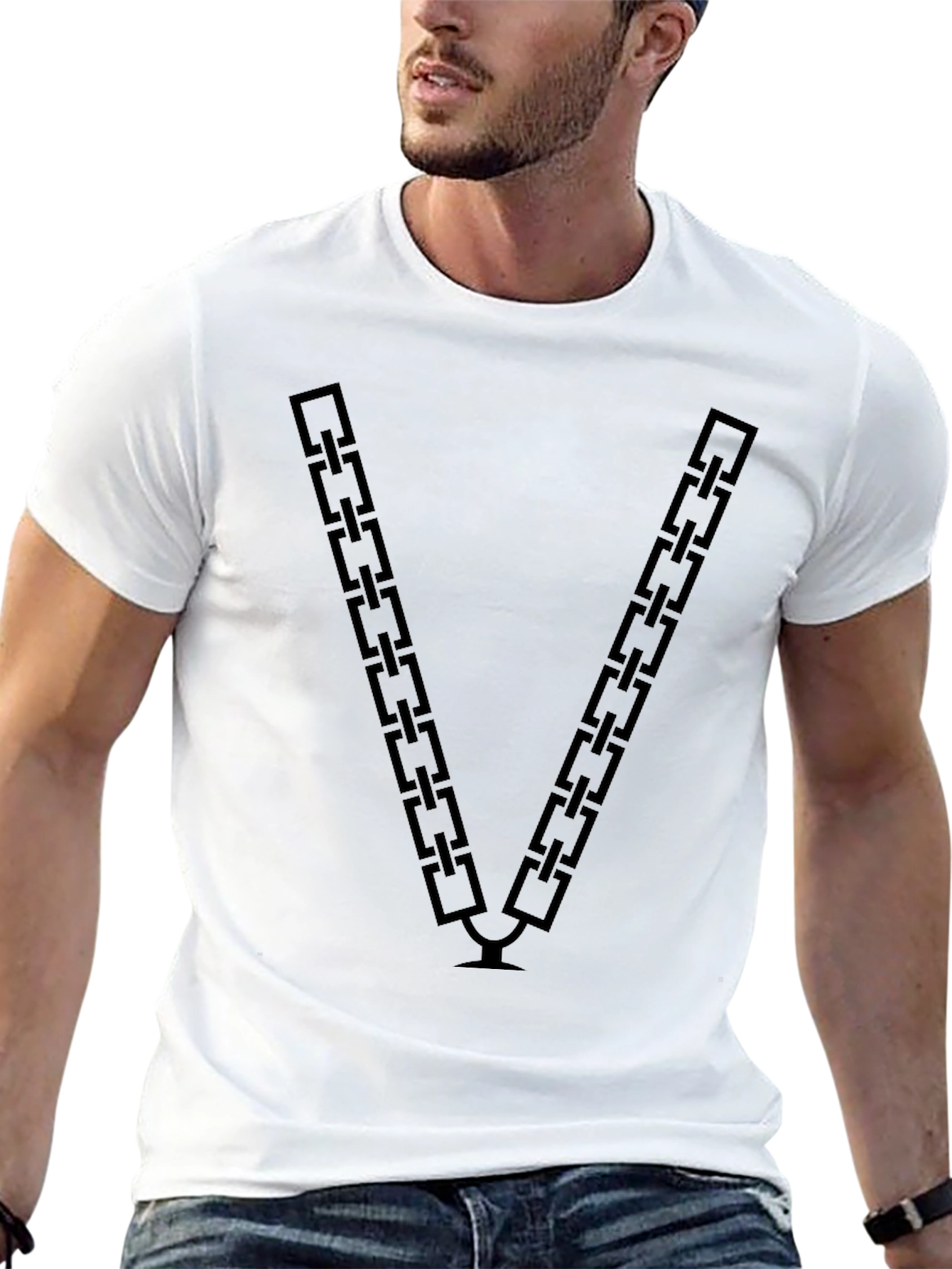 Chain V T-Shirt - Black Graphic Tee