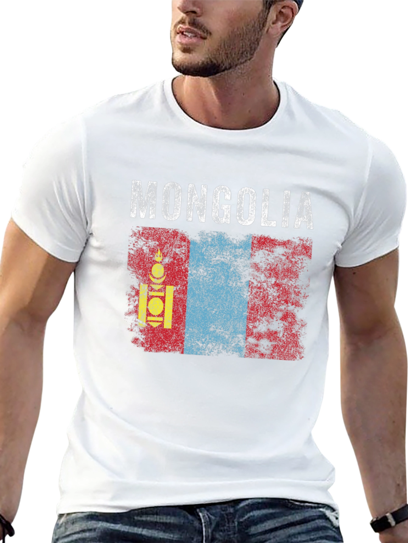 Mongolia Flag T-Shirt - Distressed Graphic Tee
