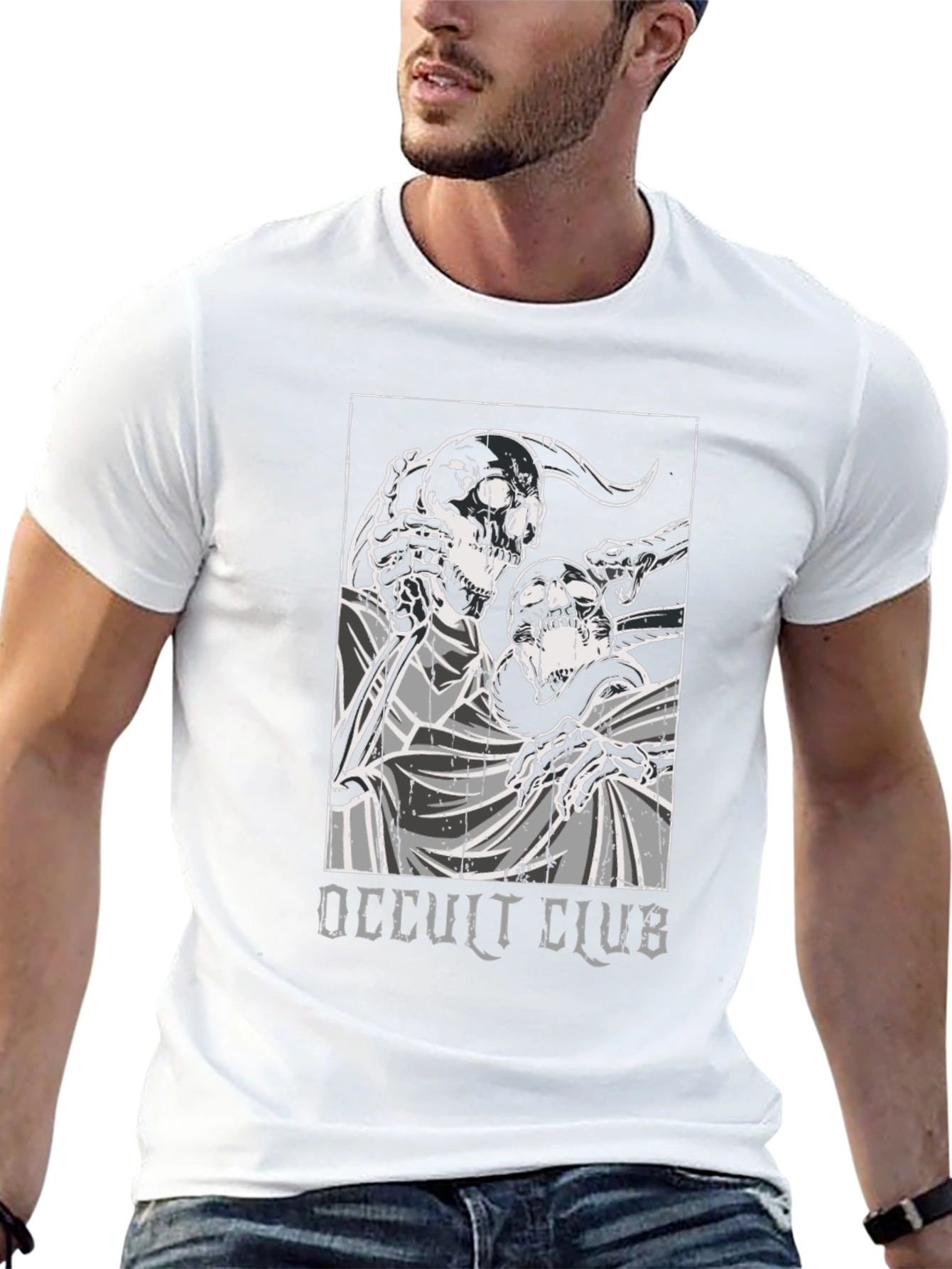 Occult Club Graphic Print Black T-Shirt