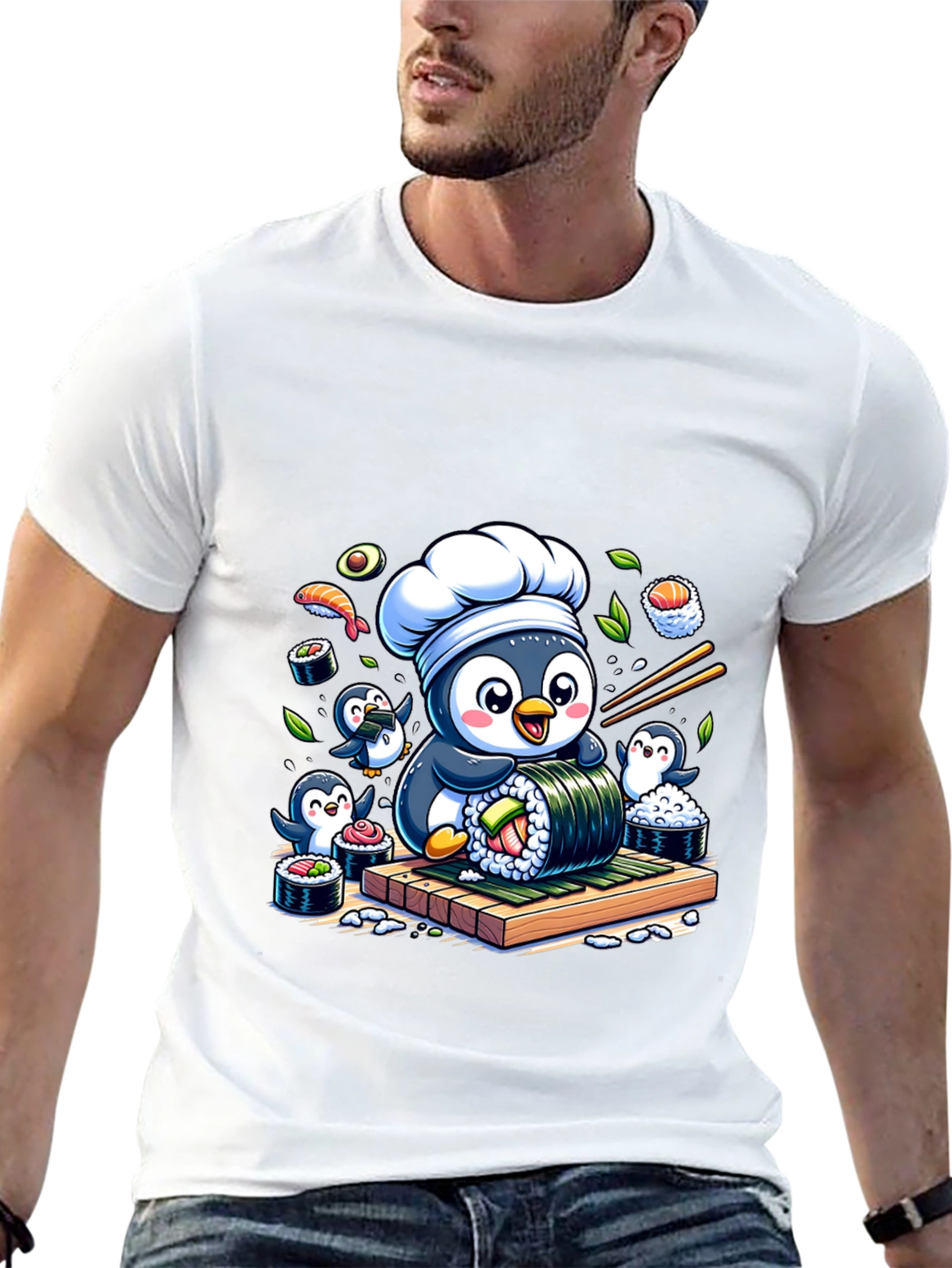 Sushi Chef Penguin T-Shirt - Cute Foodie Tee
