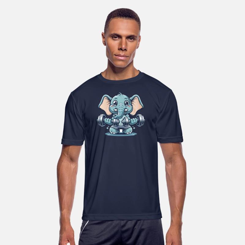 cute cartoon elephant doing strength training