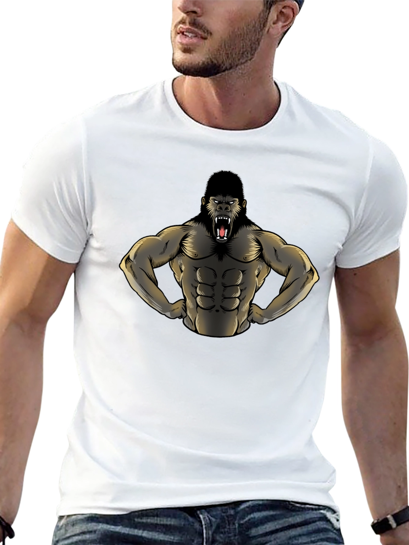 Gorilla Muscle Tee - Black Graphic T-Shirt