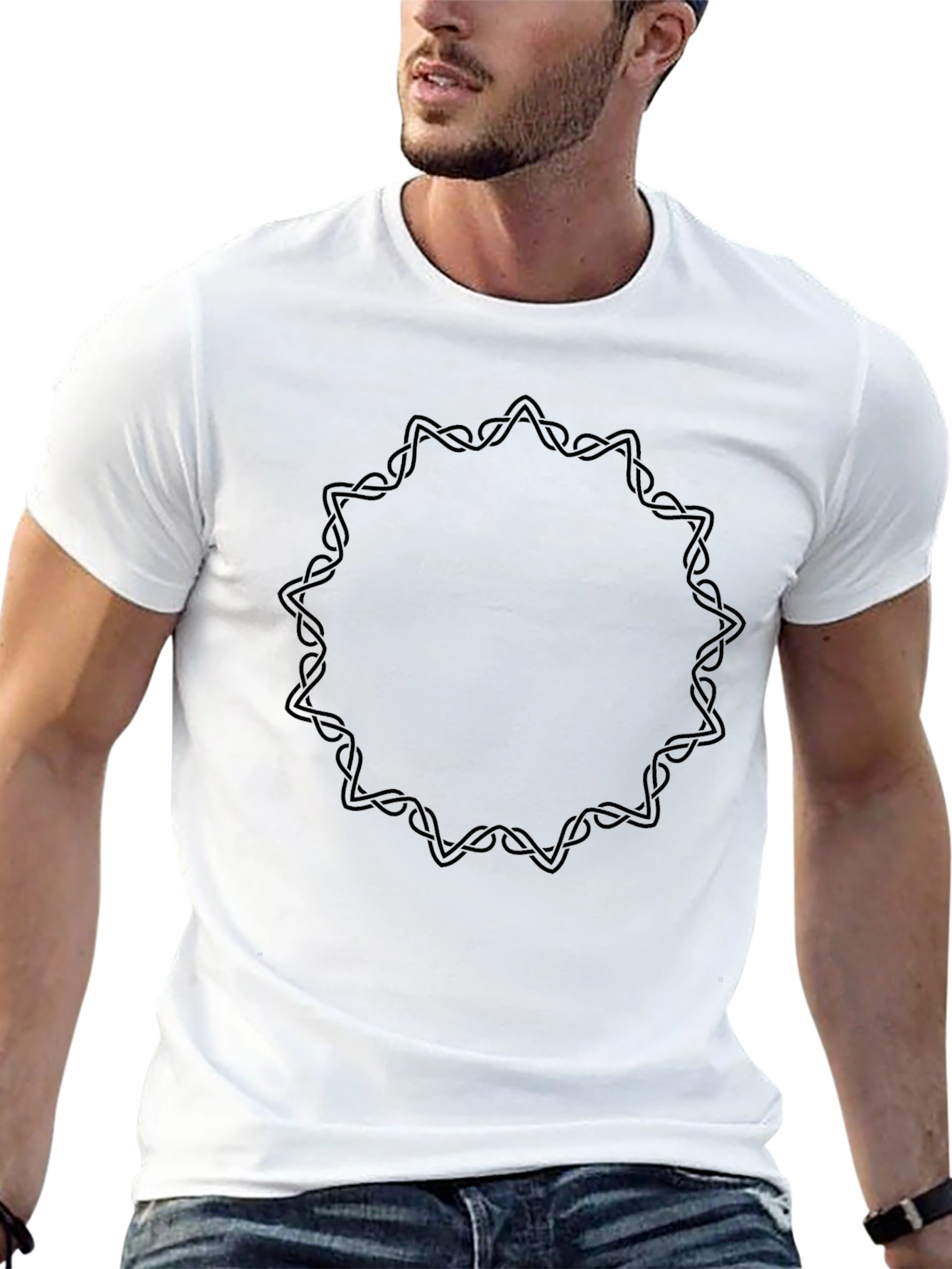 Mens Black Graphic Tee - Celtic Knot Circle