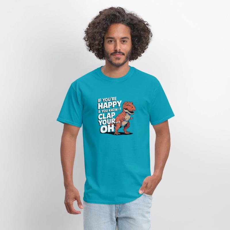 Dino Clap Your Hands Funny Dinosaur Illustration