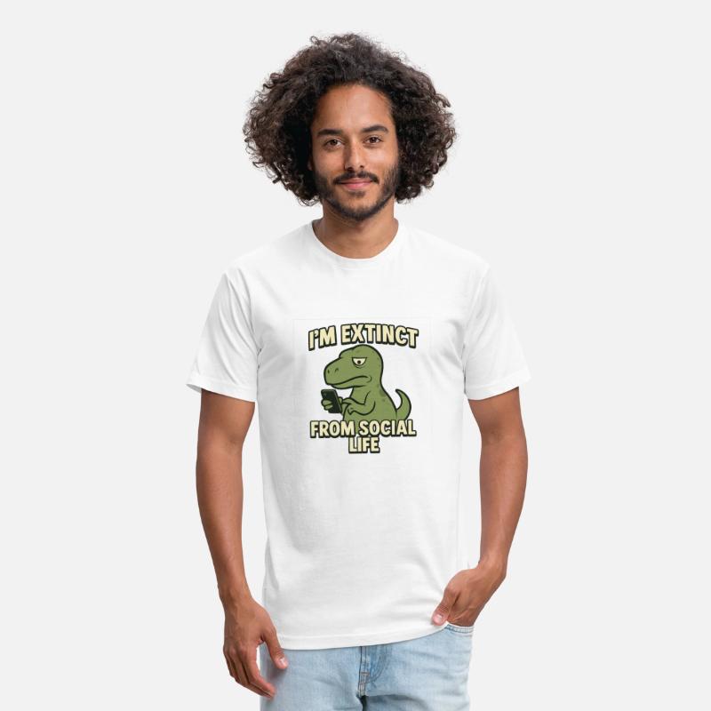 Dinosaur holding phone with caption 'I’m Extinct F