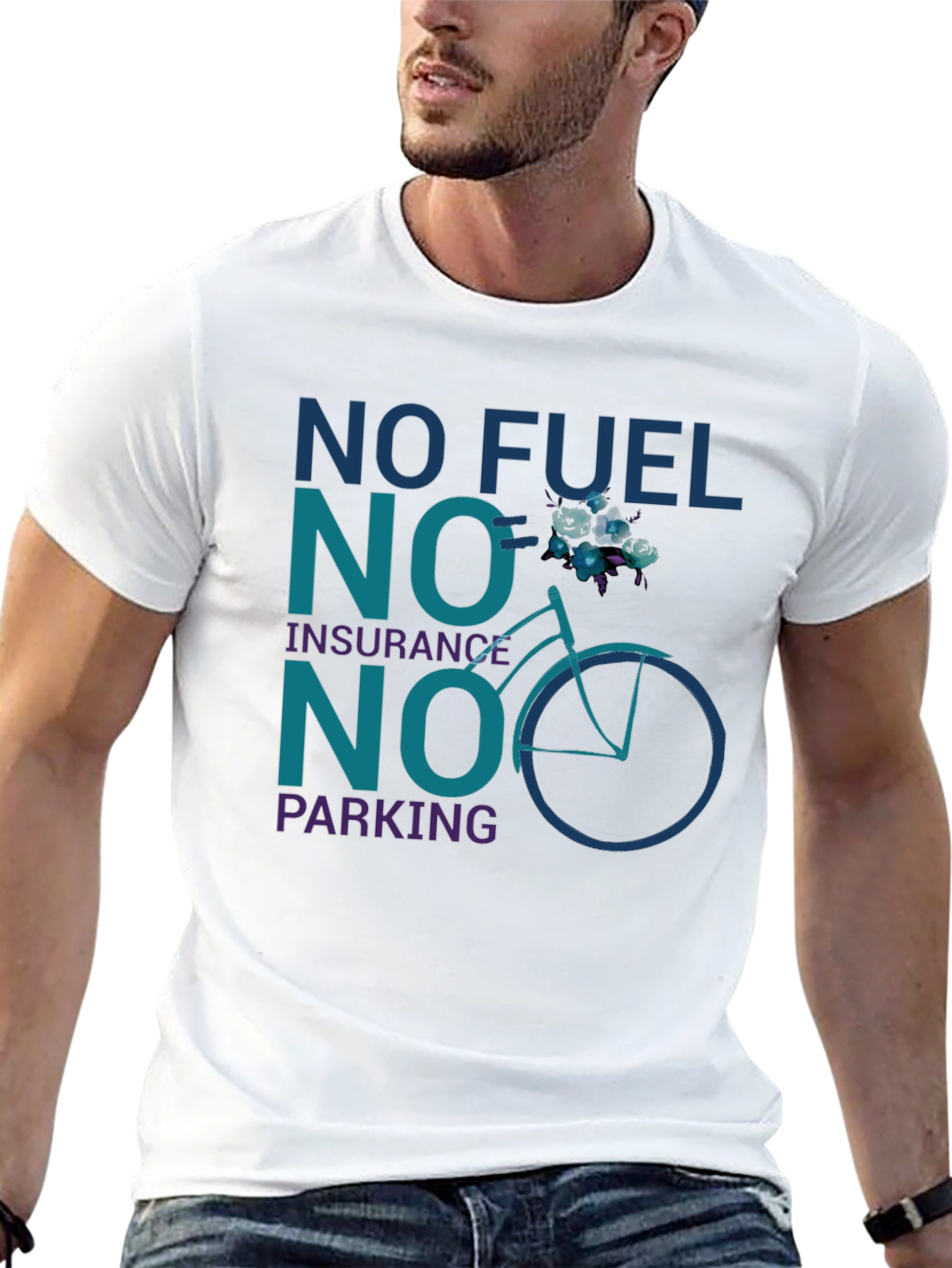 Eco-Friendly Bicycle T-Shirt - No Fuel Insurance Parking