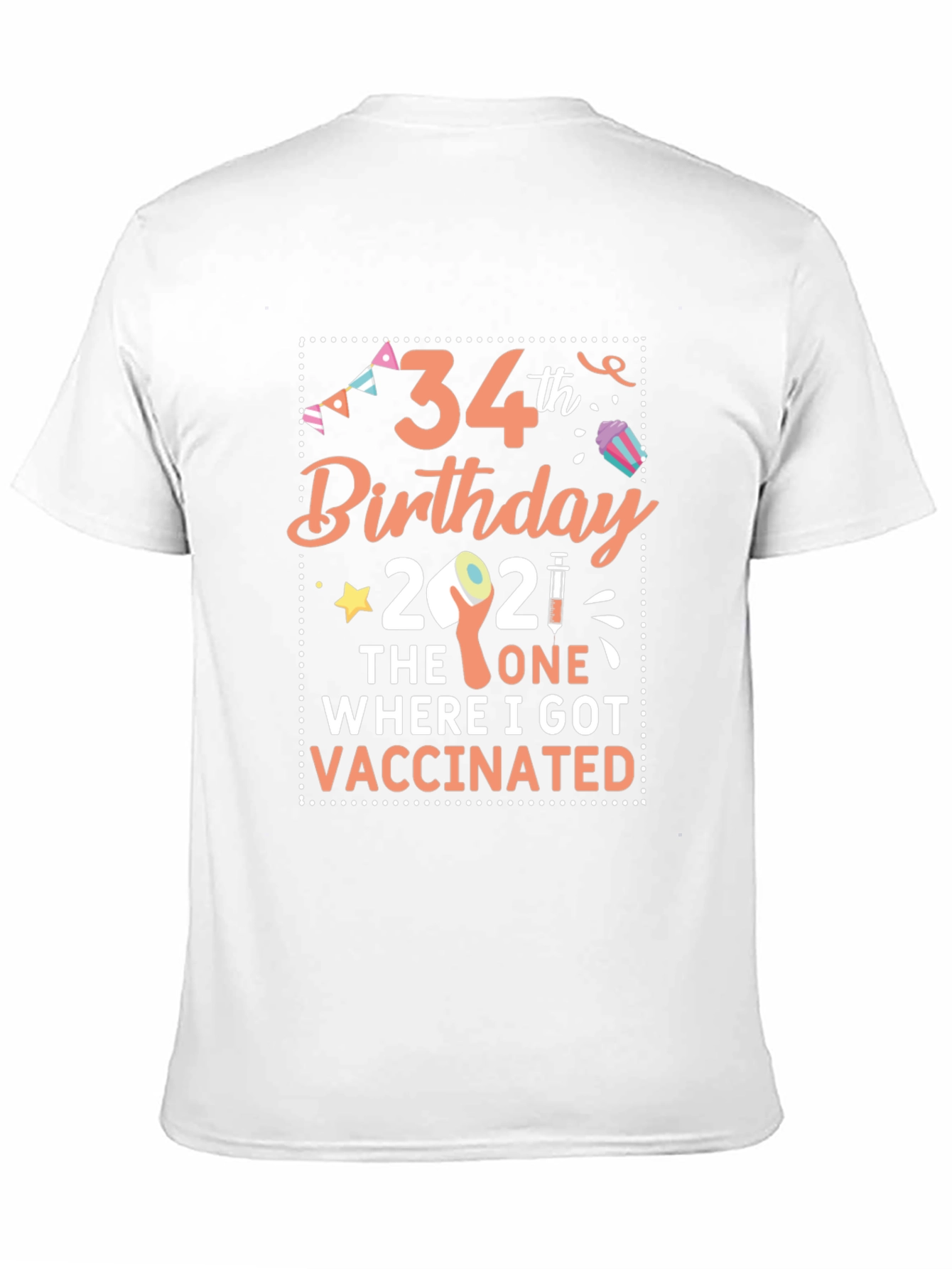 34th Birthday Vaccination 2021 Black T-Shirt
