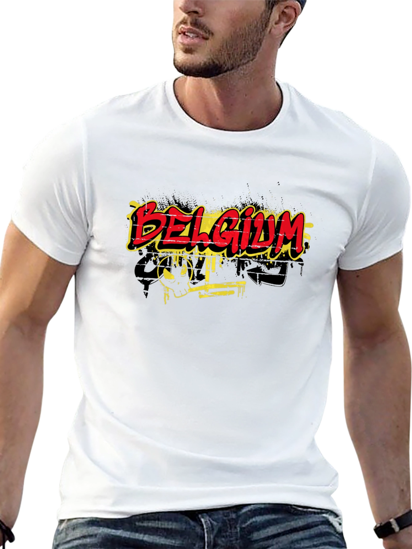 Belgium Graphic Print Black T-Shirt
