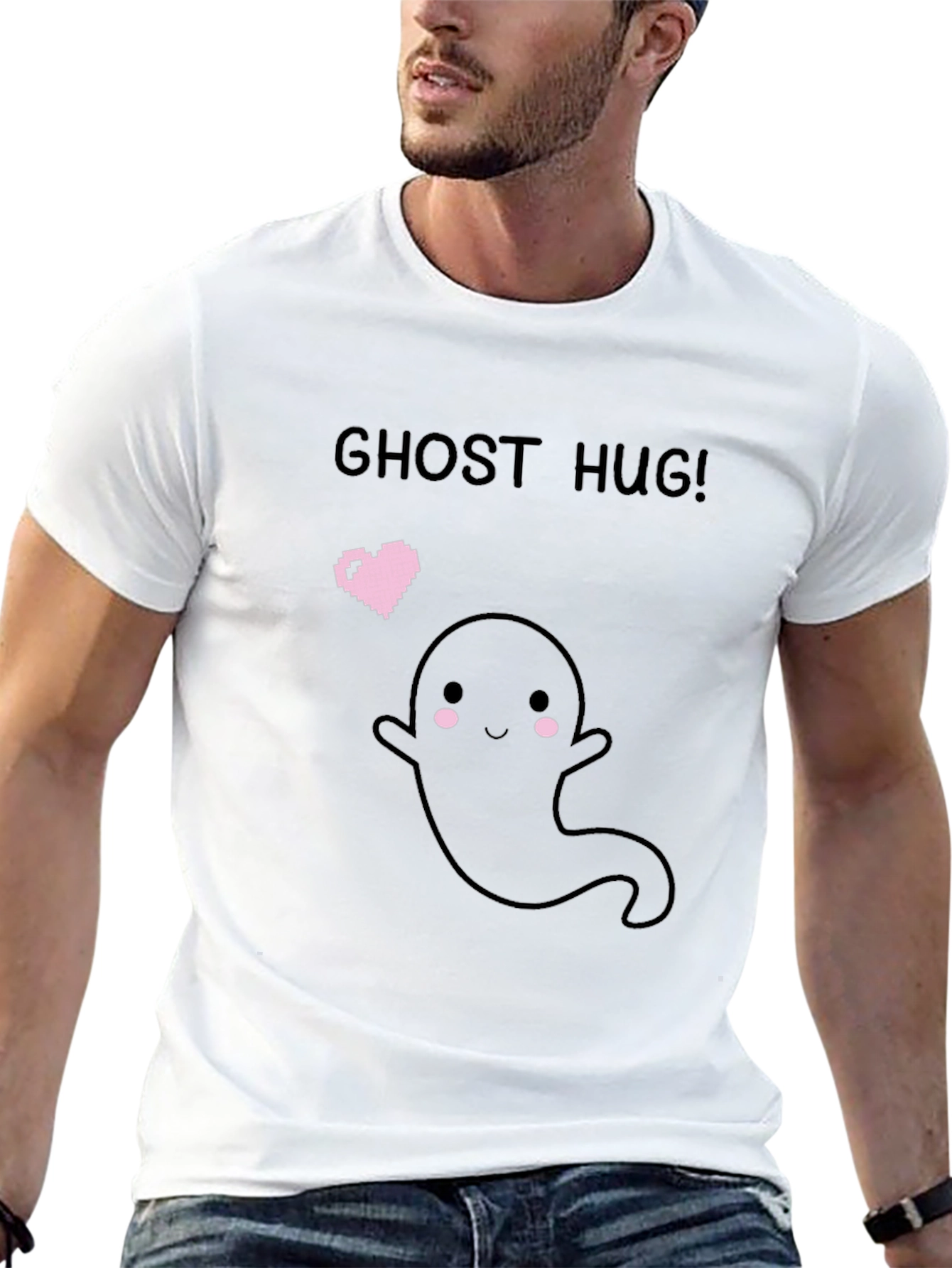 Ghost Hug Graphic T-Shirt - Black
