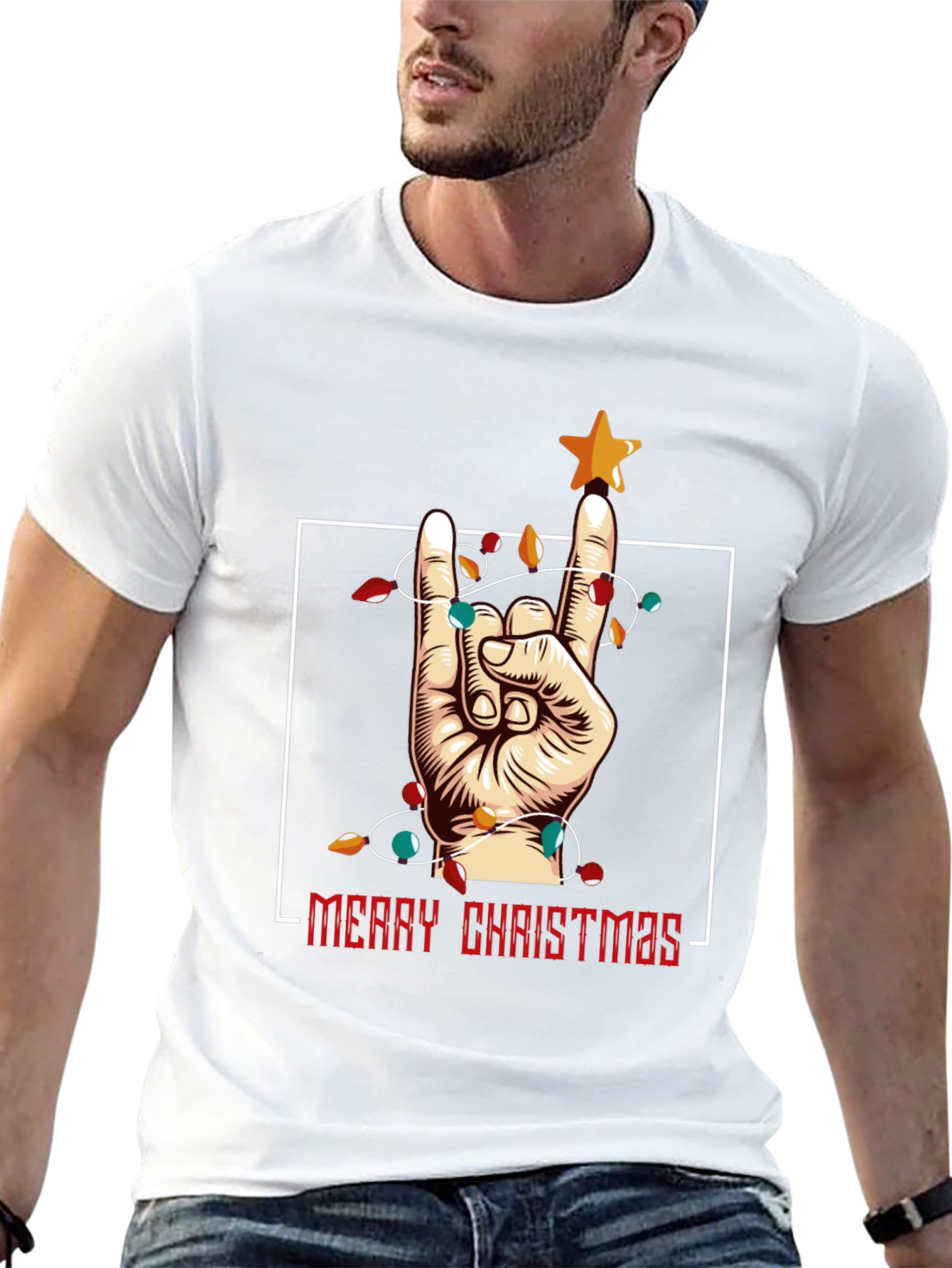 Rock On Merry Christmas Graphic Tee