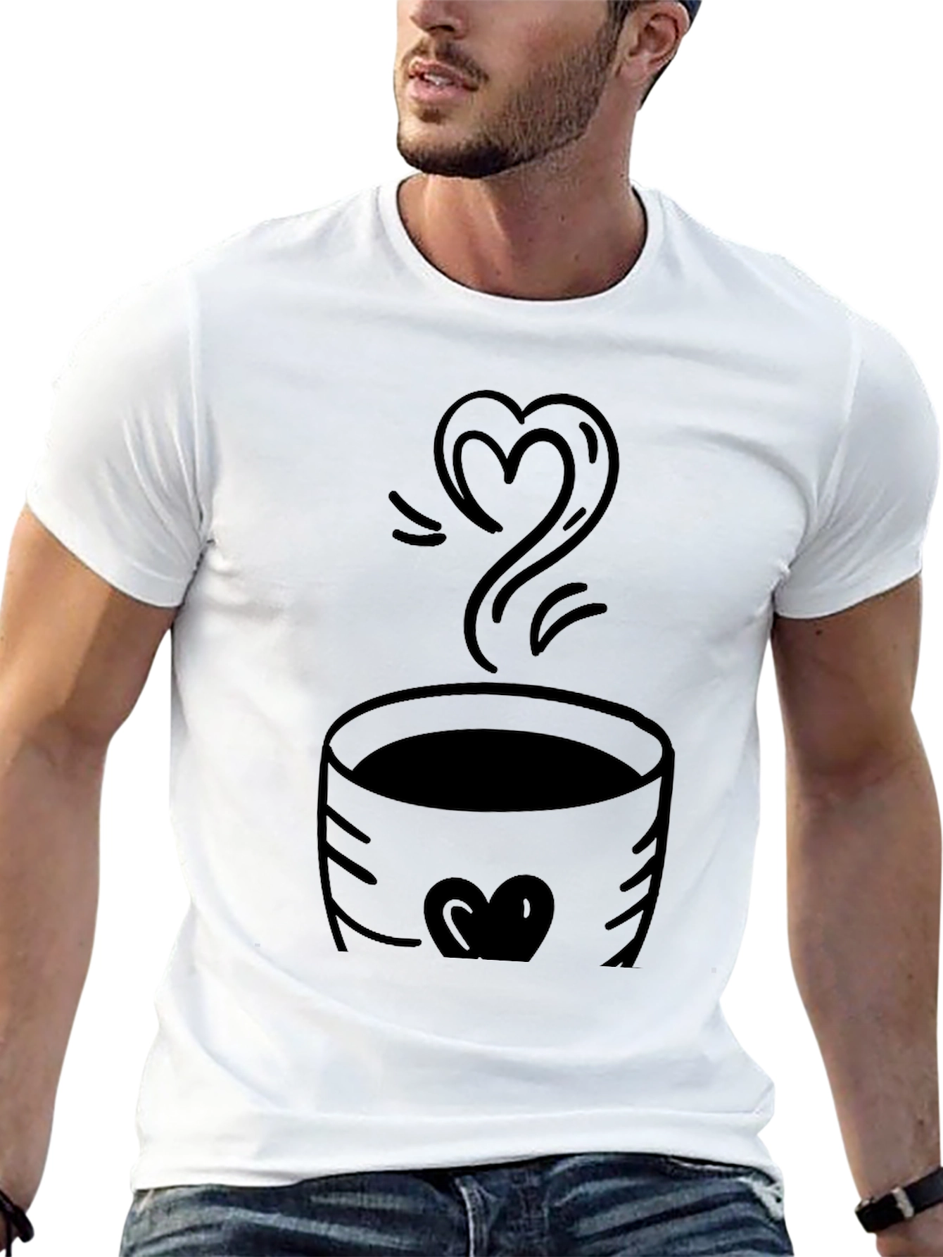 Heart Coffee Graphic Tee - Black