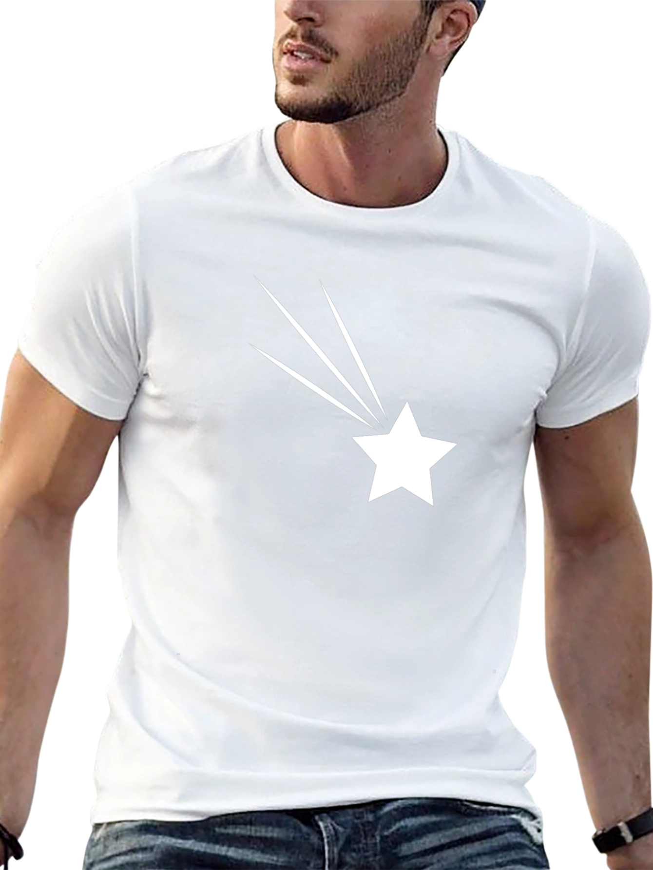 Shooting Star Graphic Tee - Black Cotton T-Shirt