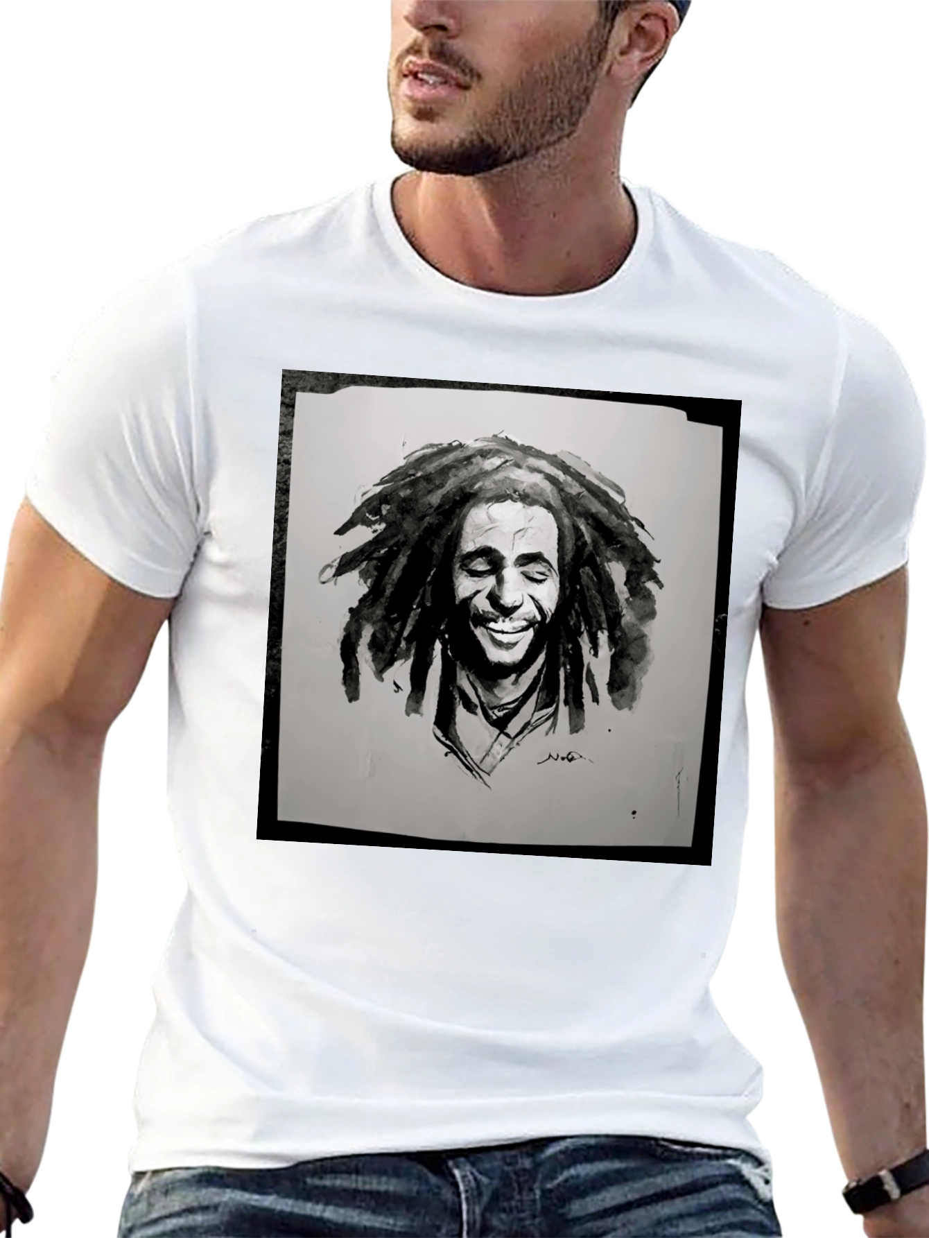 Bob Marley Inspired Graphic Tee - Black