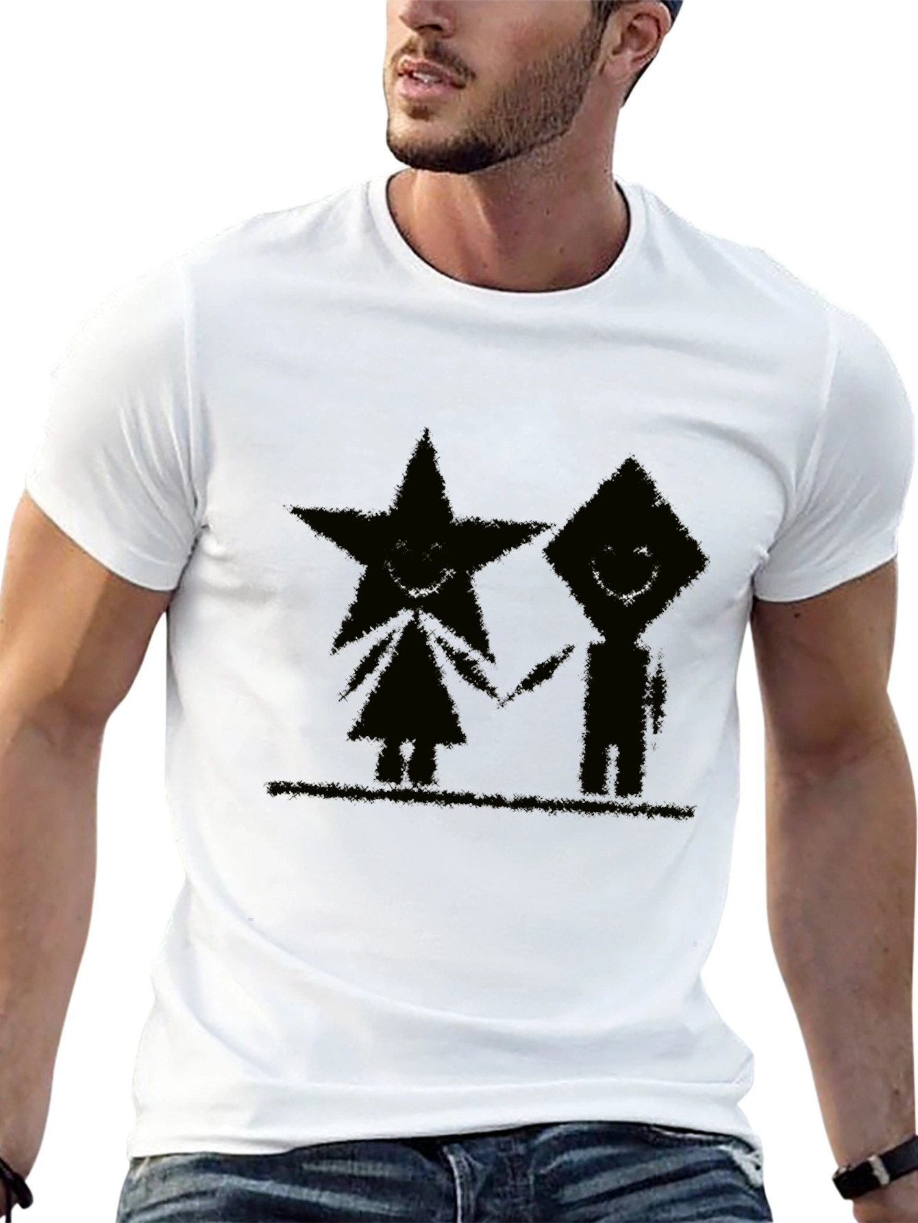 Dark Star and Diamond Graphic Black T-Shirt
