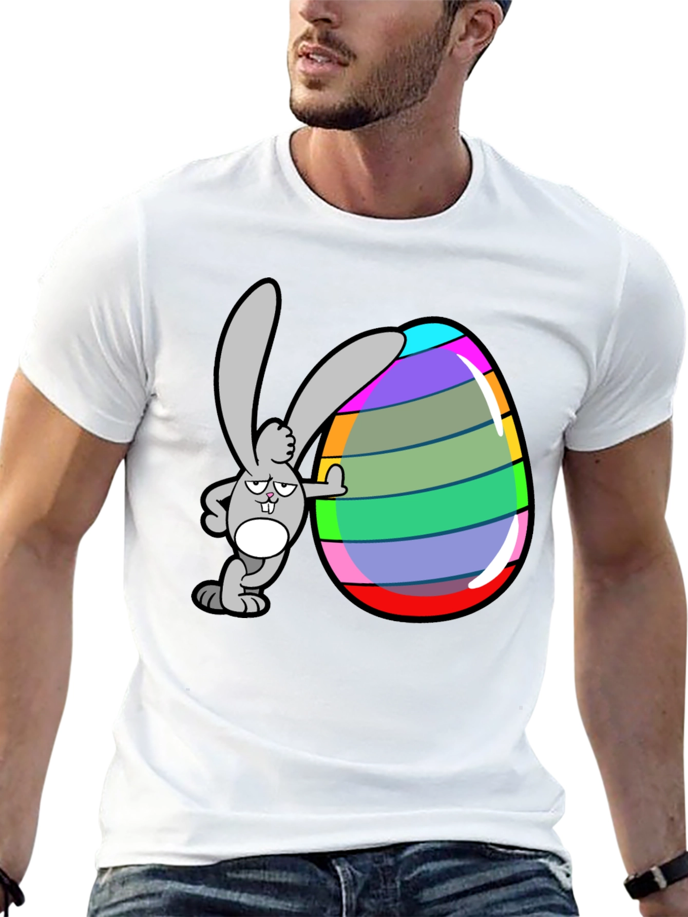 Funny Easter Bunny Cartoon Egg T-Shirt