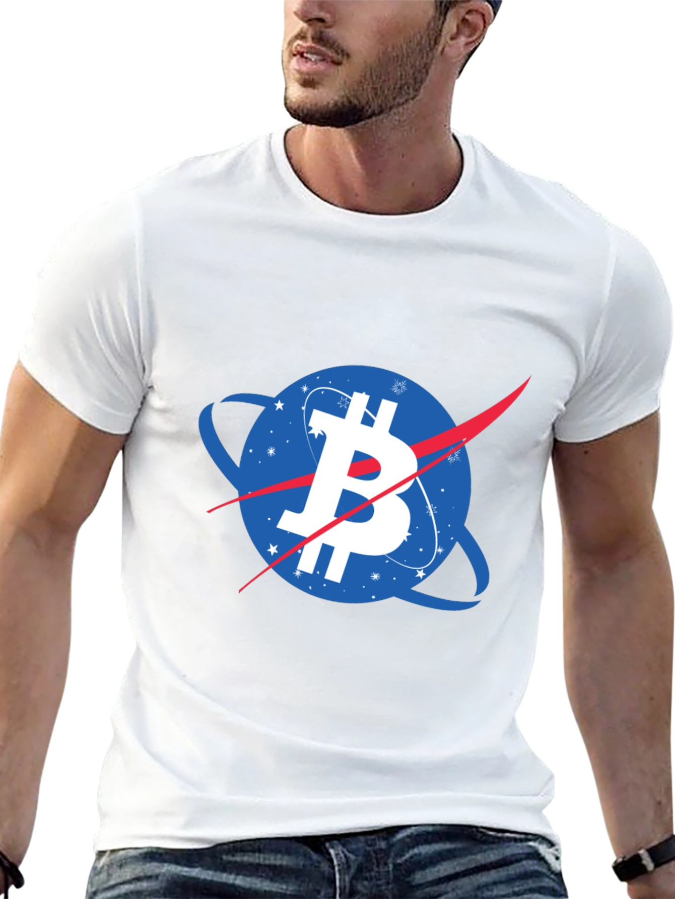 Bitcoin NASA Logo Black T-Shirt