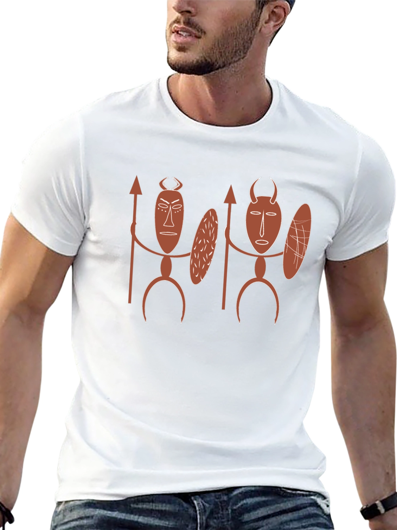 Tribal Mask Graphic Tee - Black Cotton T-Shirt