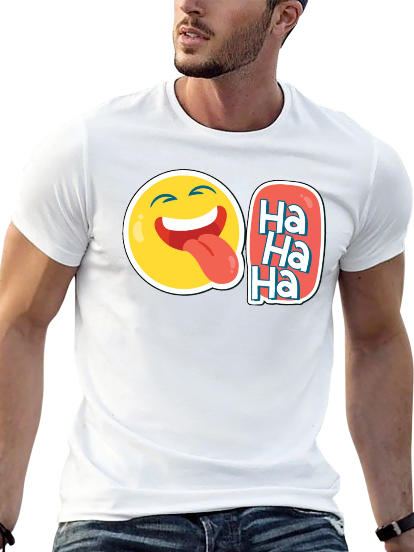 Funny Emoji Ha Ha Graphic Tee - Black