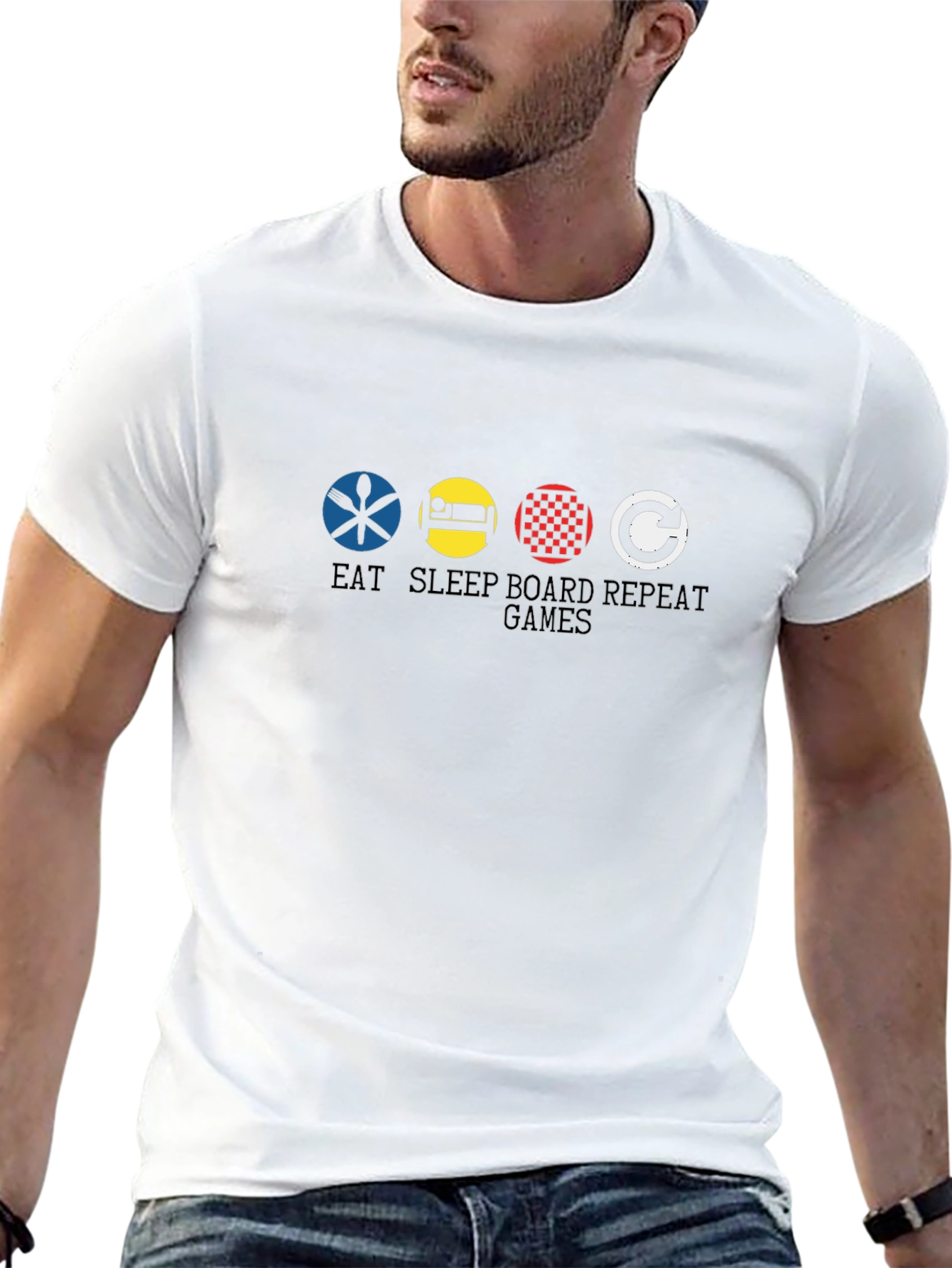 Eat Sleep Board Games Repeat Black T-Shirt
