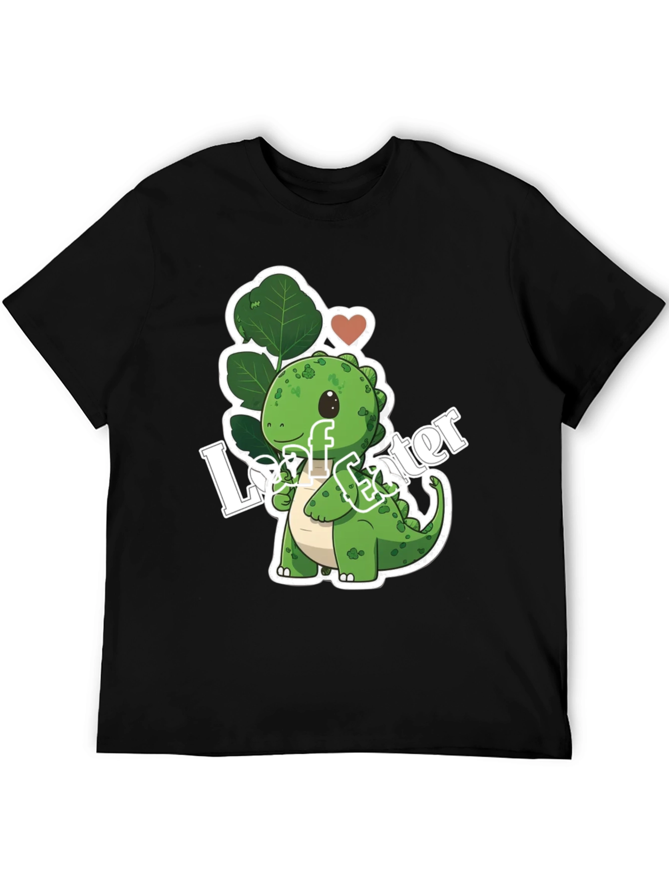 Leaf Eater Dinosaur Black Graphic Tee