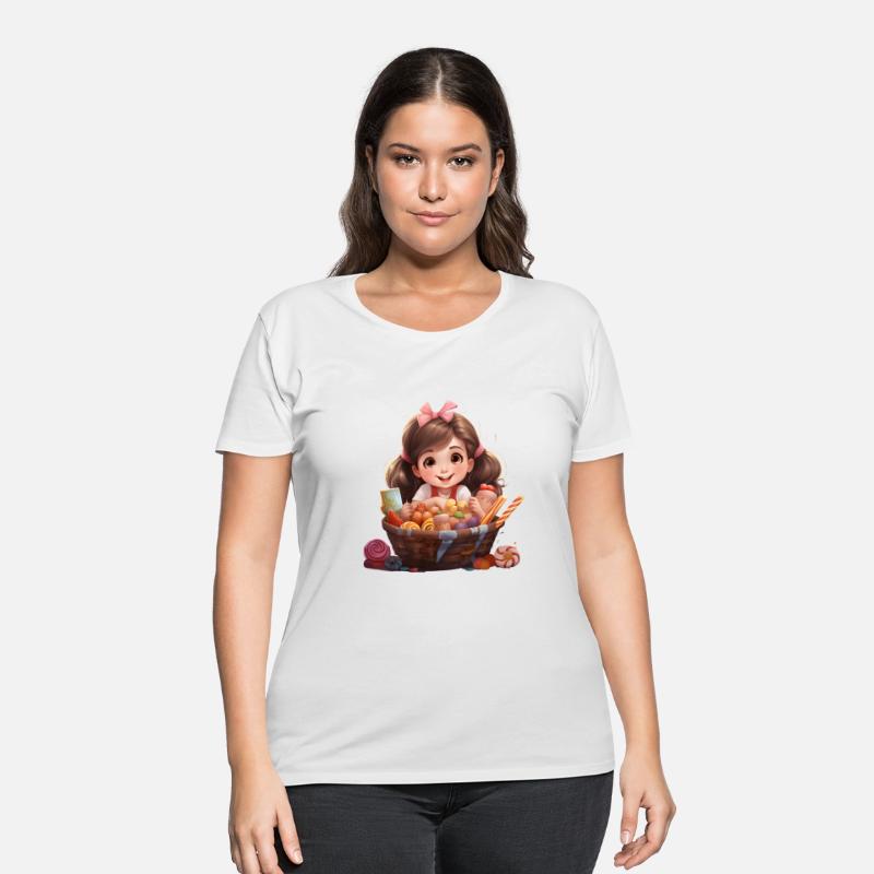 little girl in sweets basket