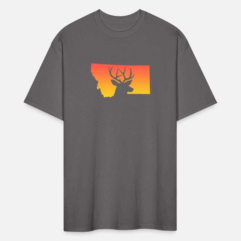 Montana Map Deer Sunset