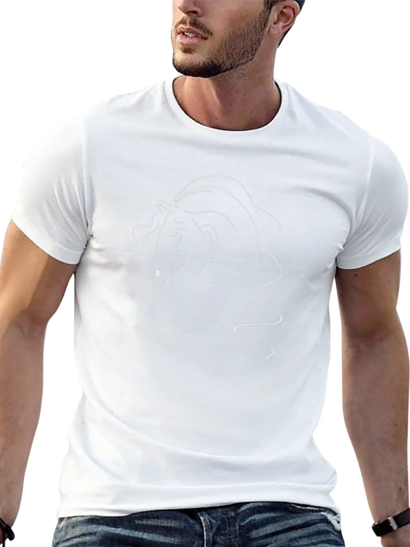 Horse Head Outline Black T-Shirt