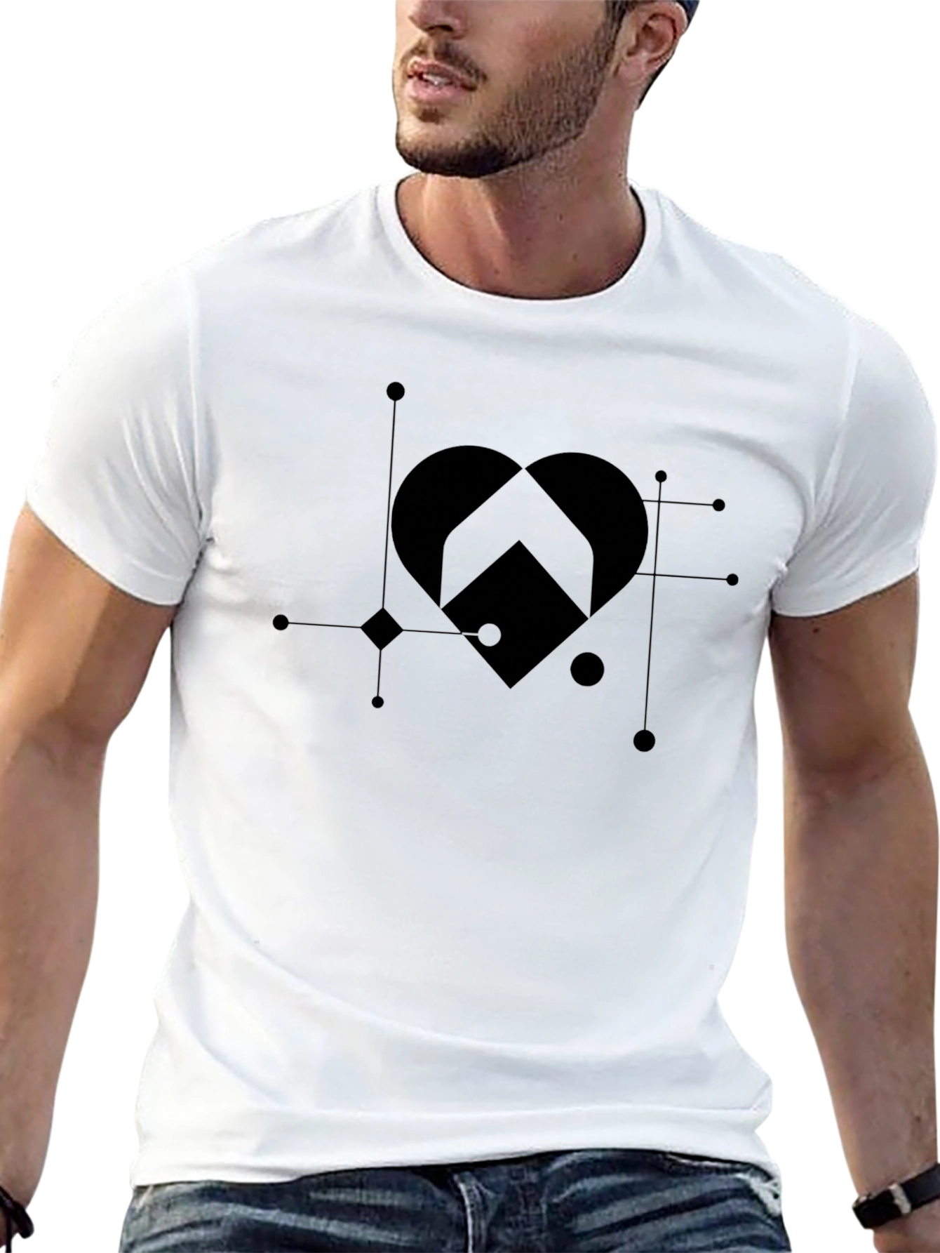 Geometric Heart Graphic Tee - Modern Style