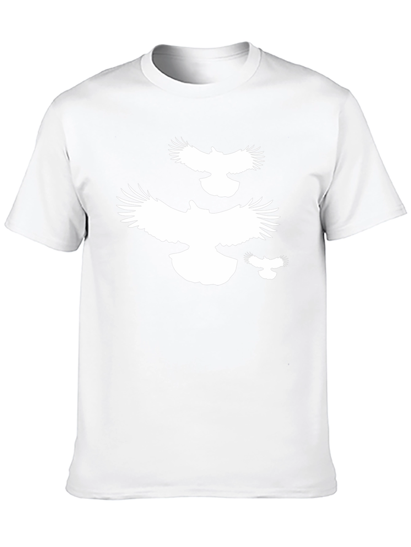 Black T-Shirt with White Flying Birds Design