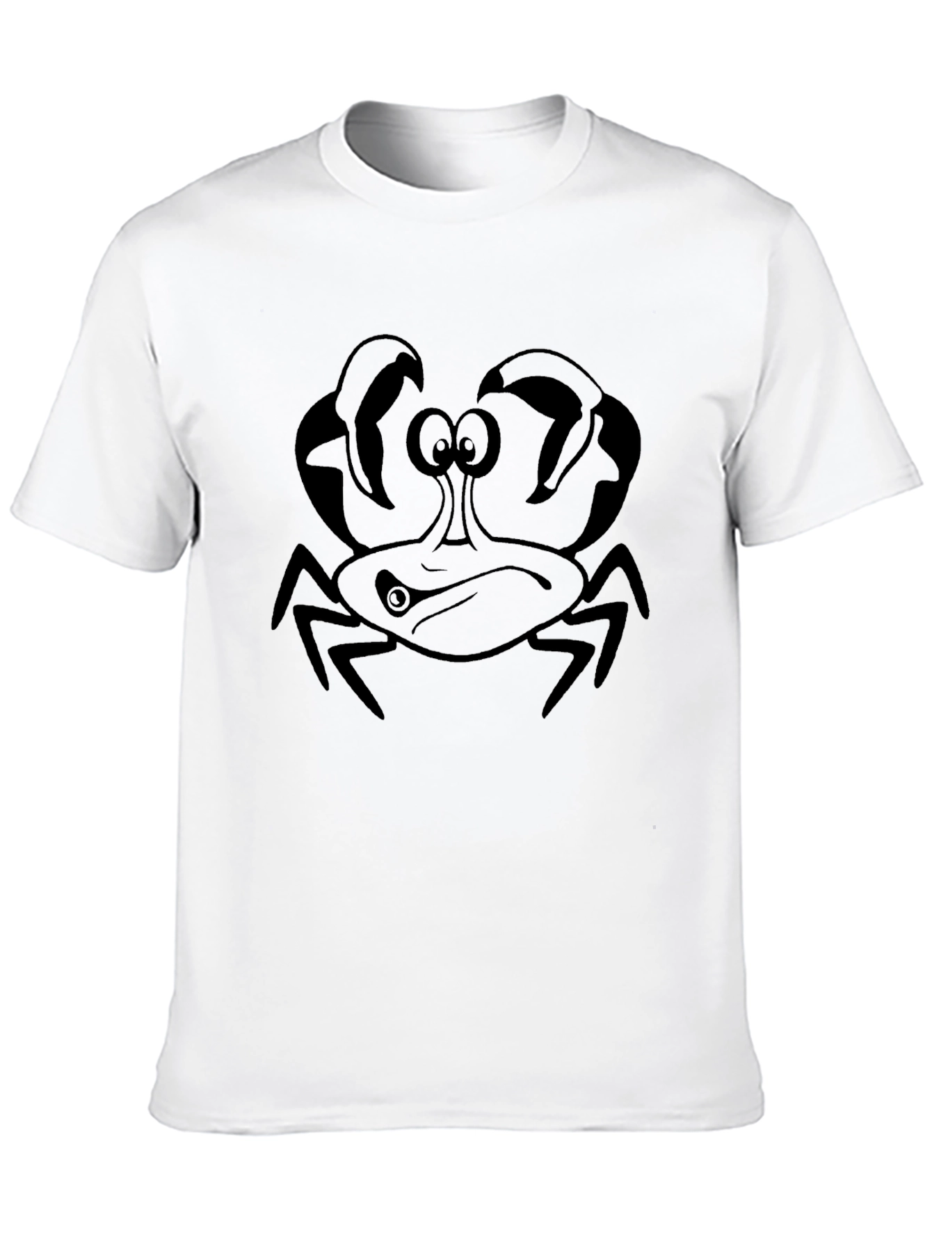 Crabby Cartoon Graphic Tee - Black Cotton T-Shirt