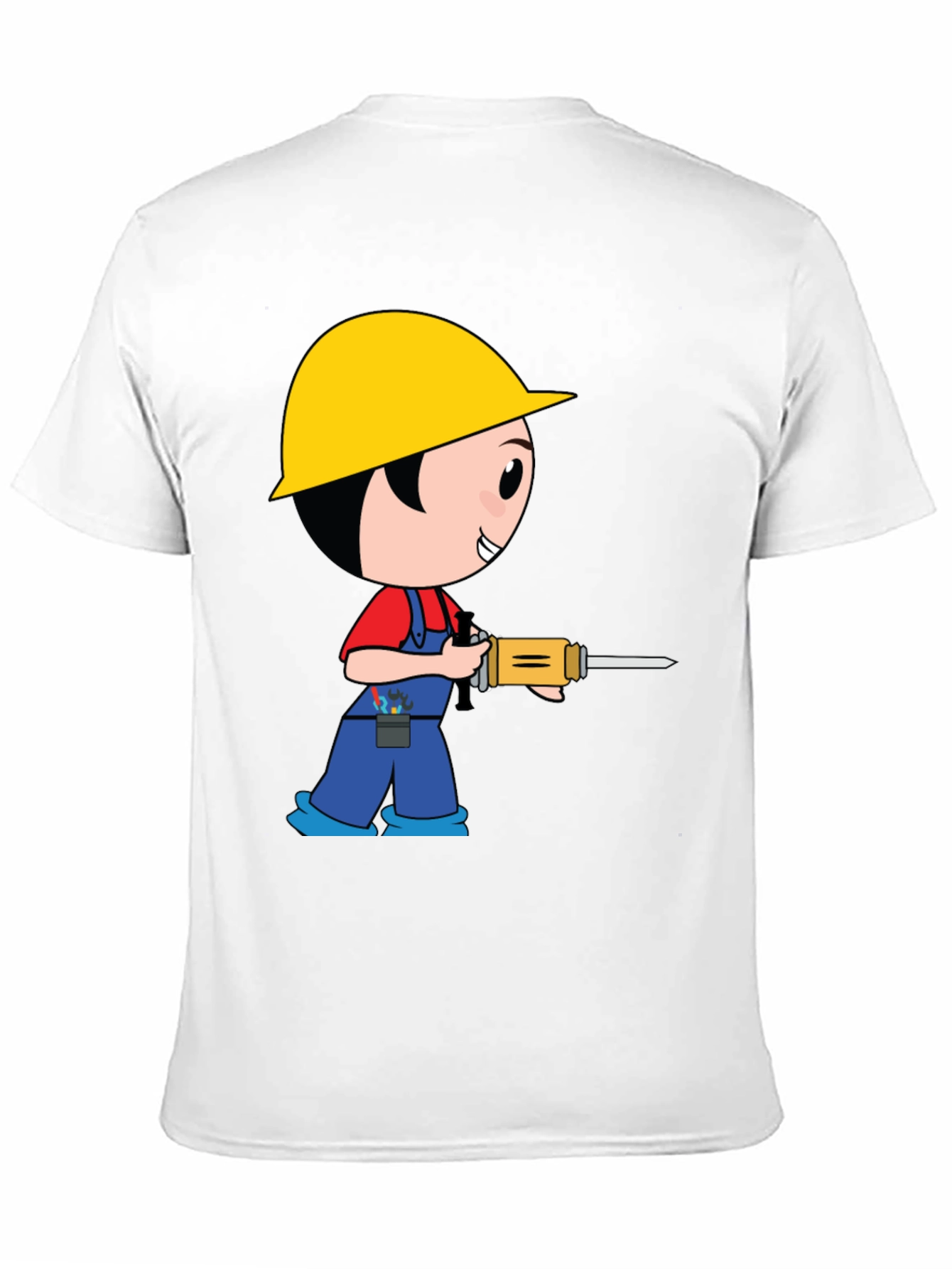 Cartoon Construction Worker Black T-Shirt