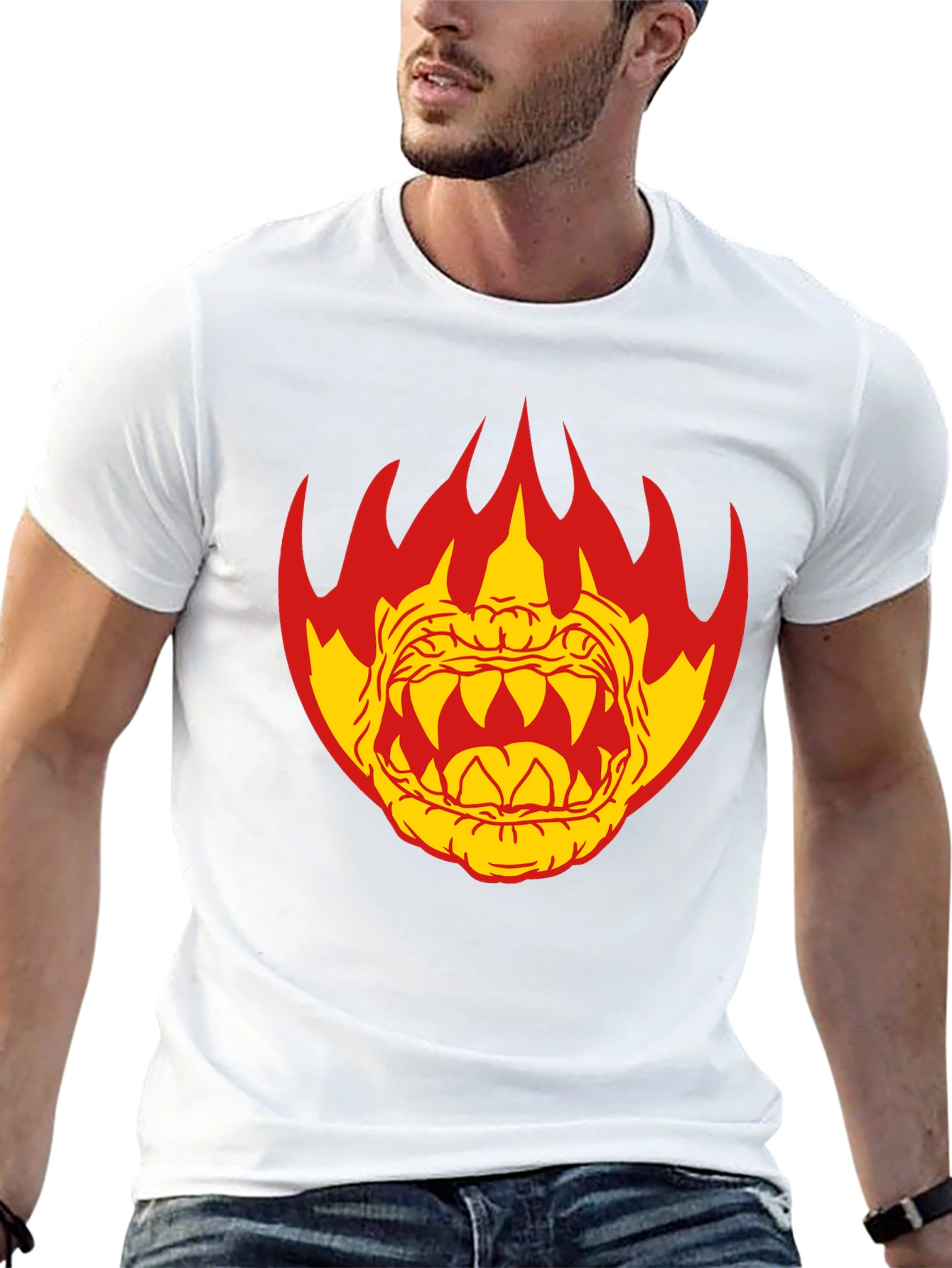 Fiery Monster Graphic T-Shirt - Black