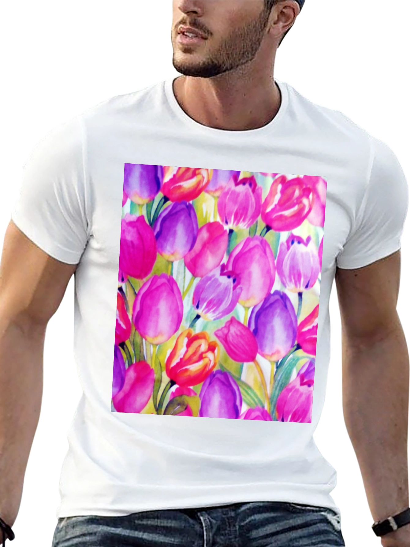 Tulip Art Black T-Shirt