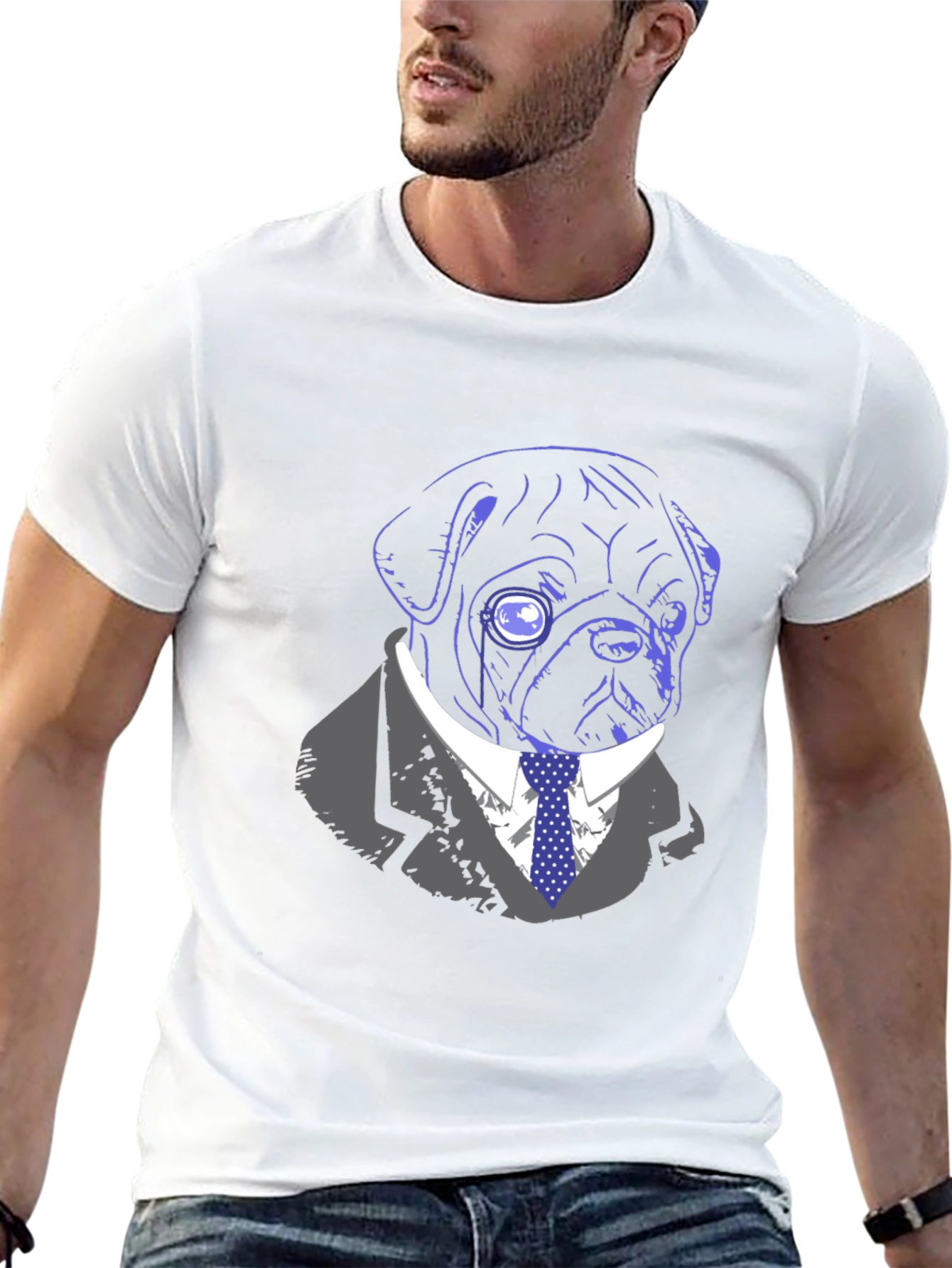 Dapper Dog T-Shirt - Monocle Pug