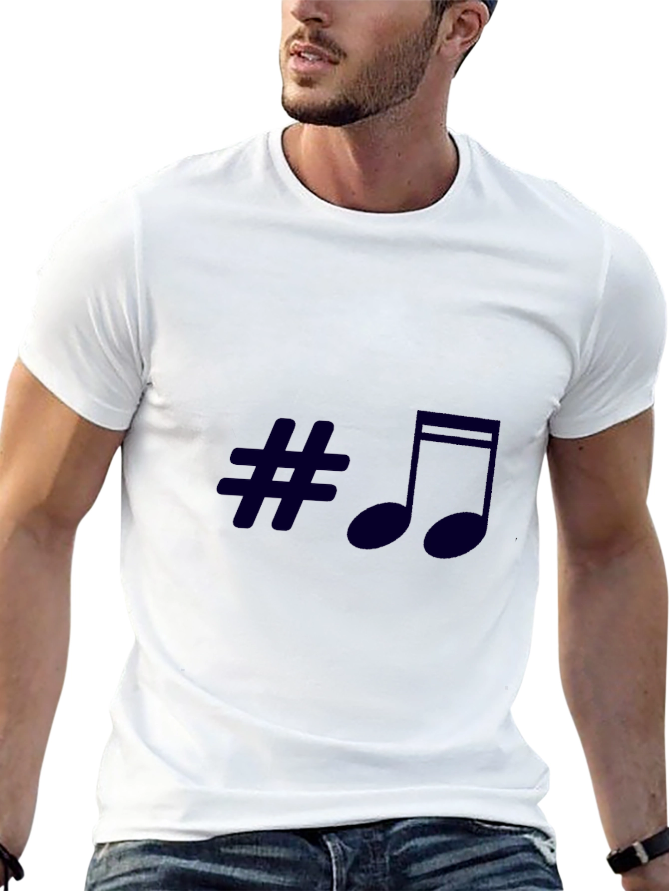 Stylish Music Symbol Black T-Shirt