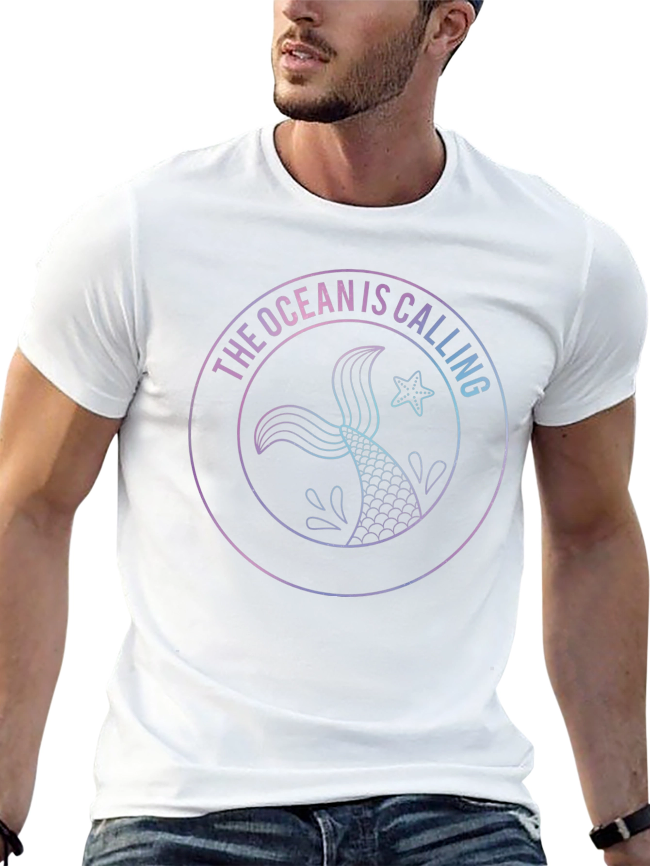 Ocean Is Calling Black Graphic Tee